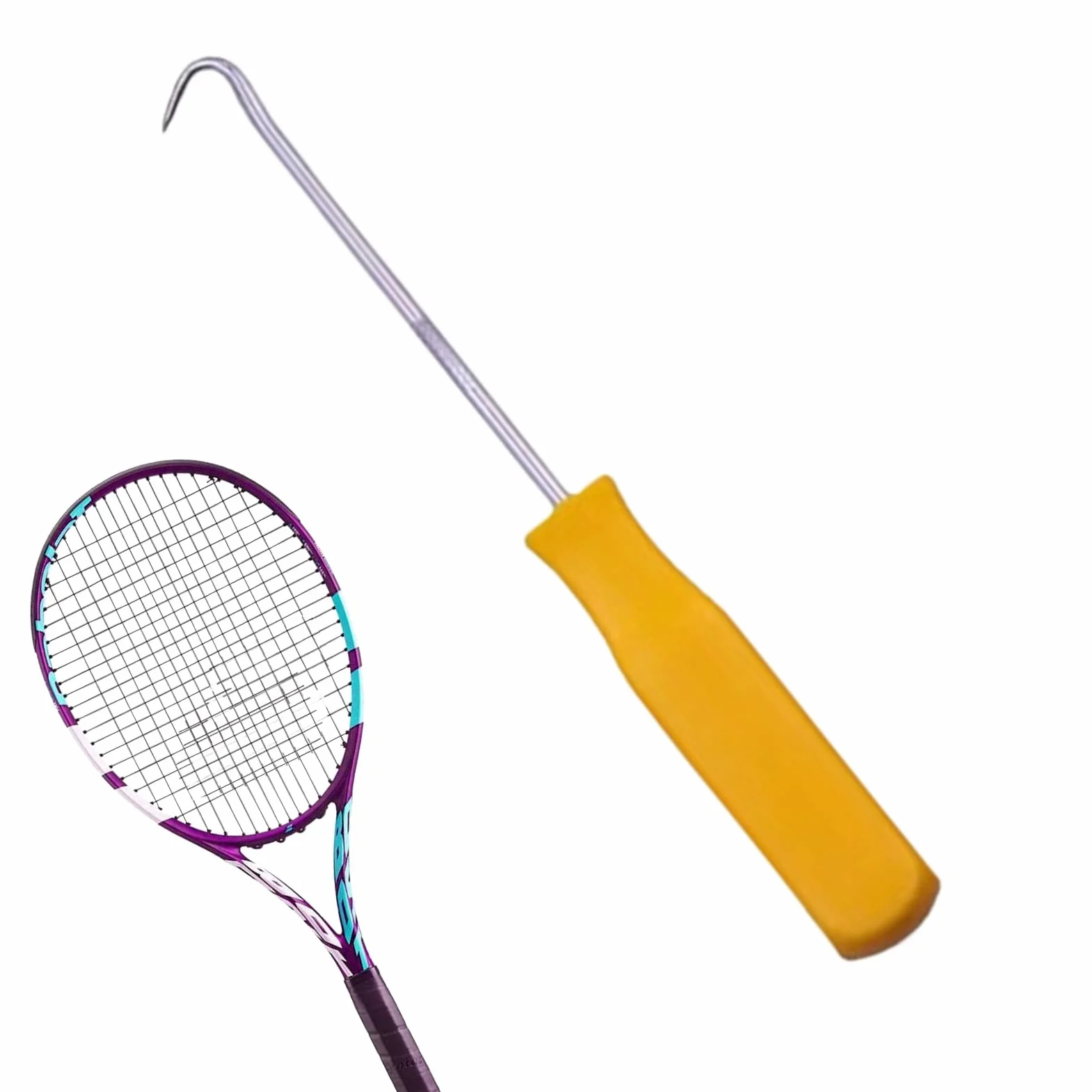 Kit de Encordar Raquetas de Tenis: Gancho para Enhebrar, Extractor de Punzón Recto, Duradero, Agarre de Precisión