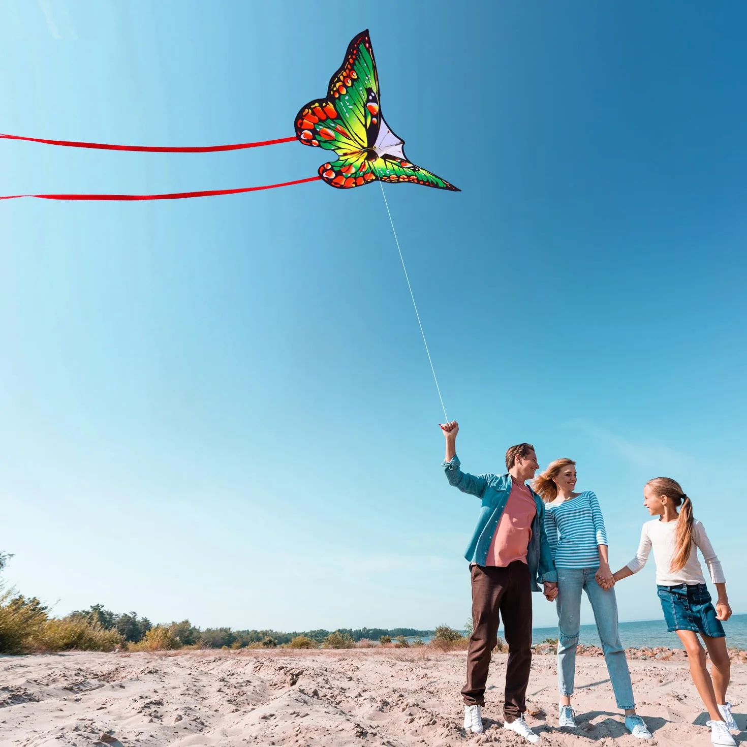 HONBO Butterfly Kite 55 x 28 inch Large Beginner Kite for Kids Adults Easy to Fly Outdoor Beach