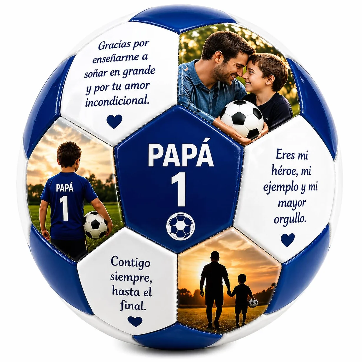 Balon de Futbol Personalizado con Fotos y Textos, 19 Fotos + 12 Textos, Regalo Original para Padres, Ninos y Entrenadores