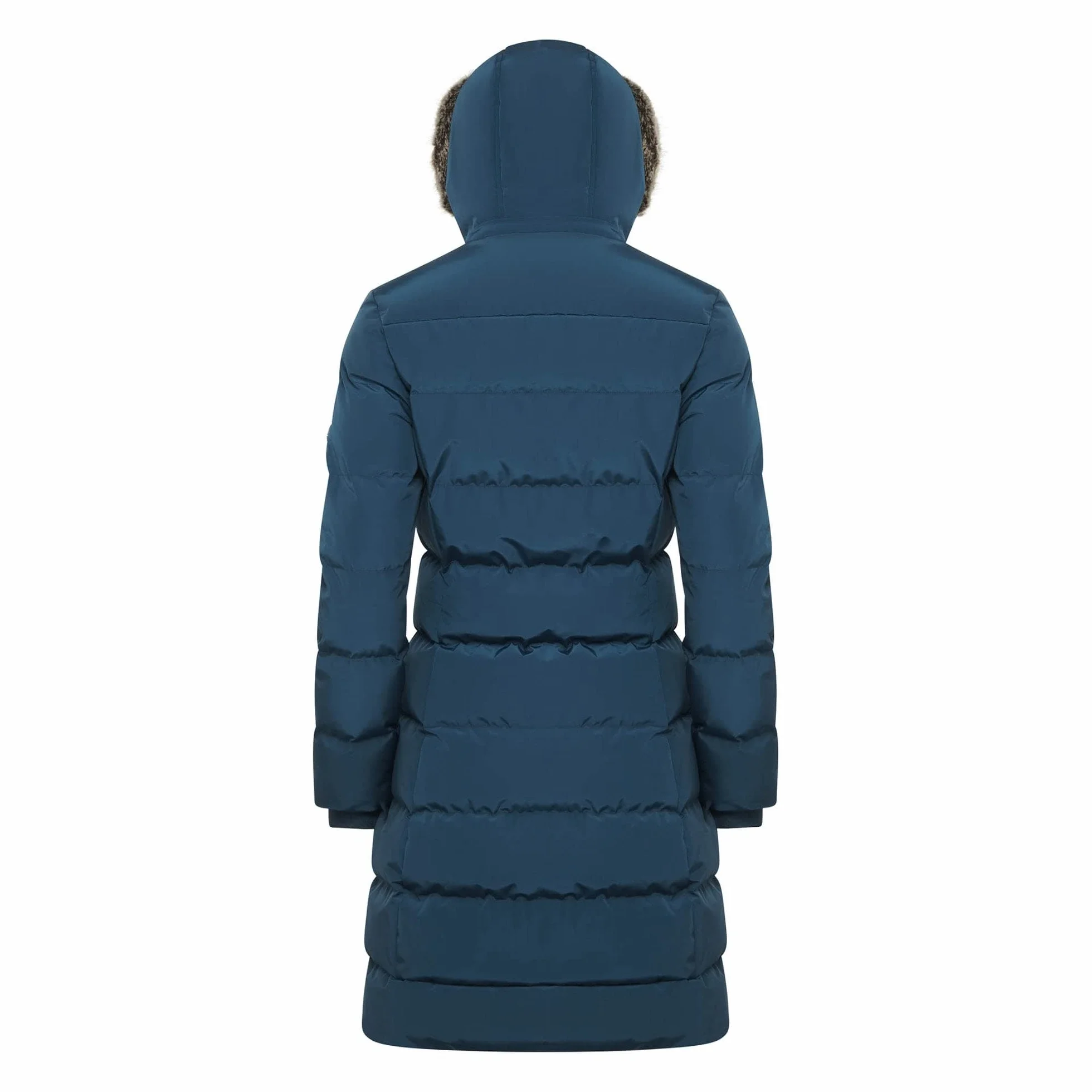 LeMieux Loire - Abrigo de equitación de invierno cálido con cremallera de 2 vías, bolsillos con cremallera, abrigo de invierno con capucha extraíble y ribete desmontable para mujer, Atlantic Blue, 36