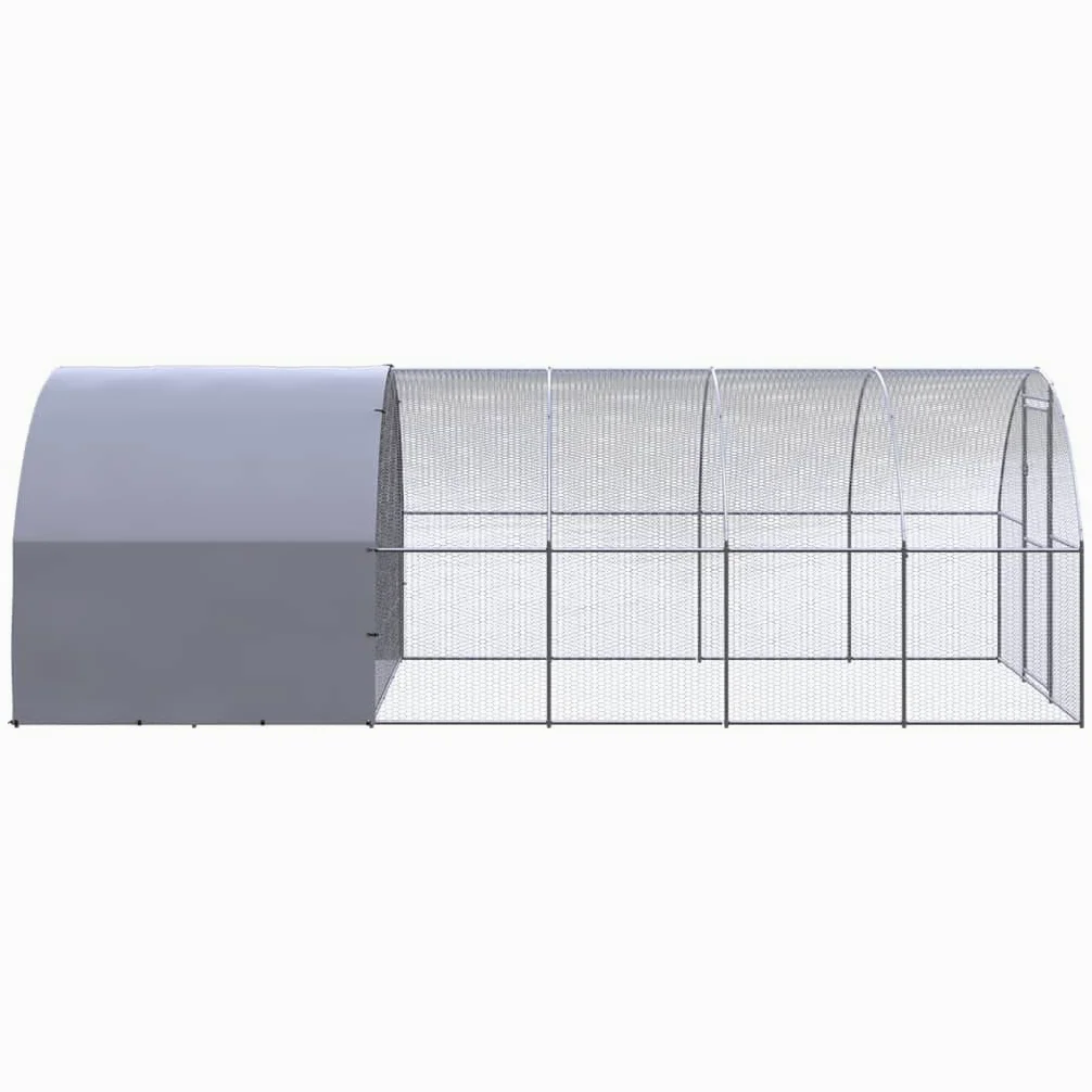 Gallinero para exteriores de acero galvanizado, 3 x 6 x 2 m, con techo para aves de corral, gallinas, patos y animales pequeños, cercado estable con malla de alambre para jardín