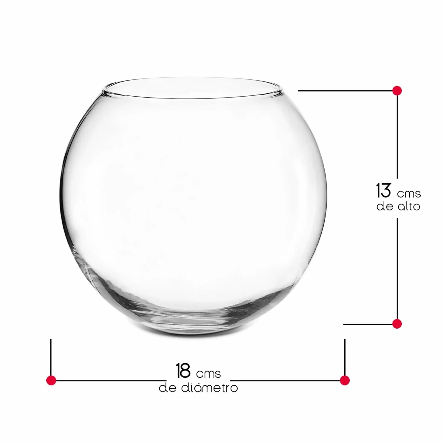 TIENDA EURASIA - Pecera Redonda Mediana, Cristal Transparente, 18cm de Diametro x 13cm de Alto, Esférica, Peces Pequeños, Tortugas y Mascotas
