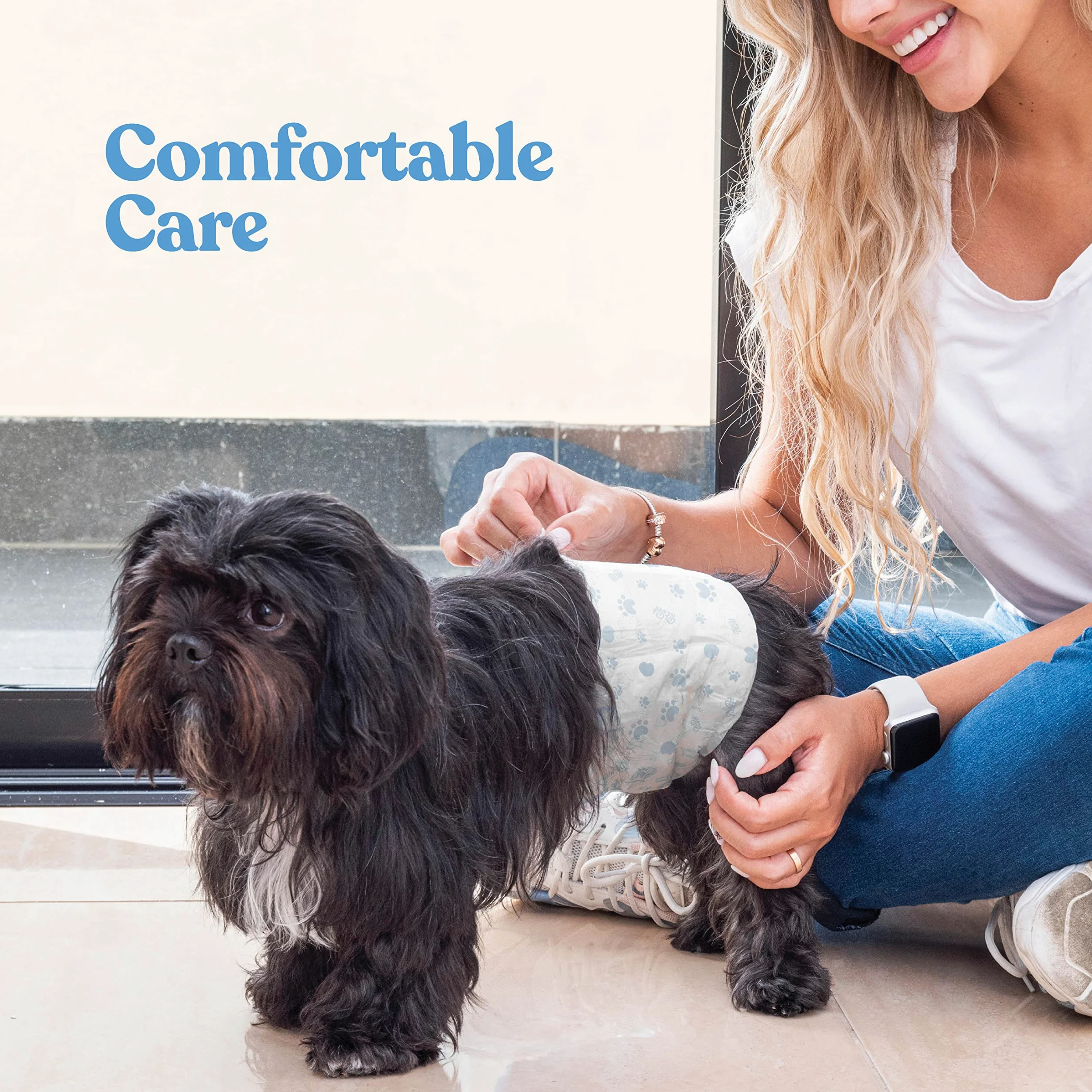 Pañales cómodos para perros machos, paquete de 50 envolturas desechables superabsorbentes para perros machos, tecnología FlashDry gel, indicador de humedad, pañales para perros, envolturas para el