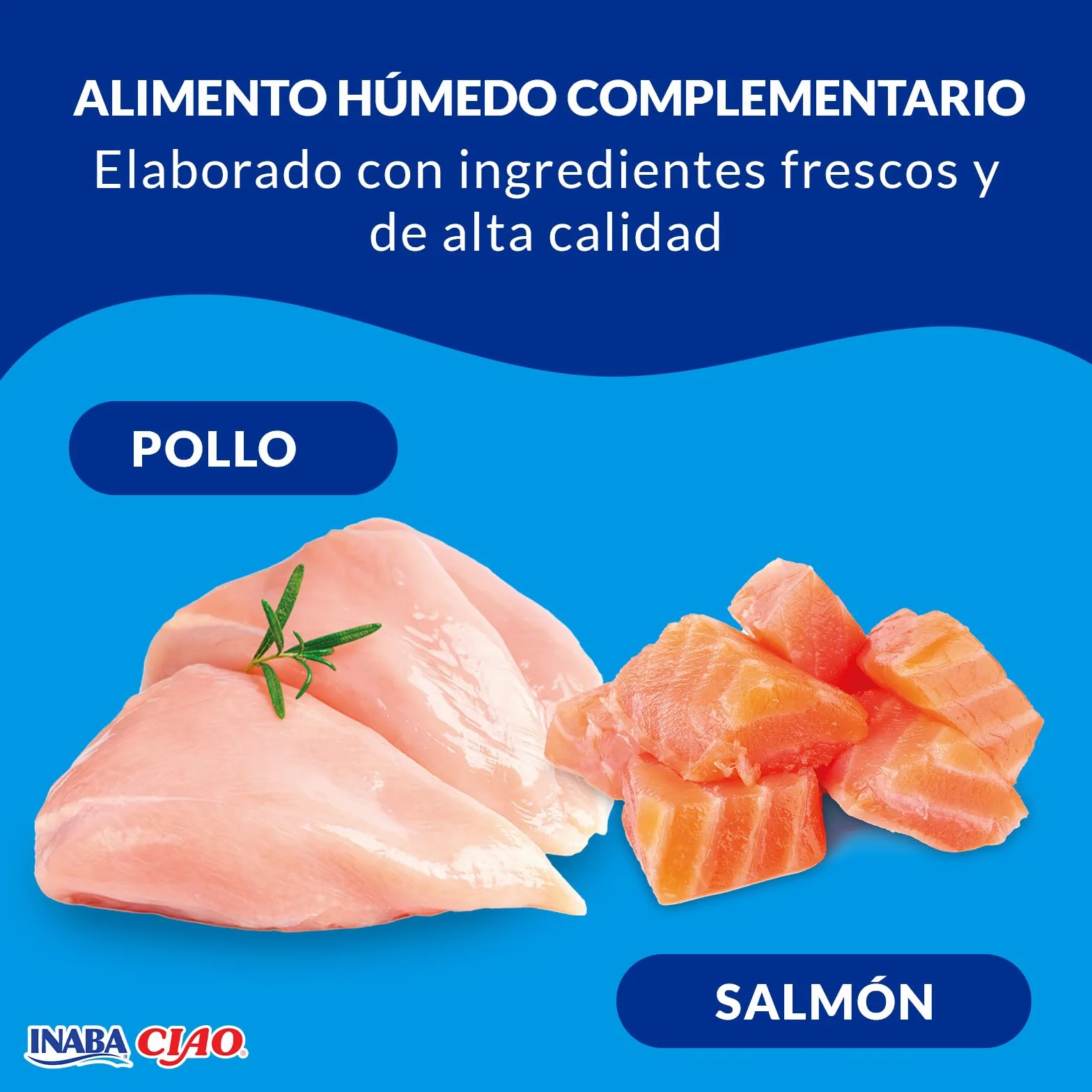 INABA Churu Broth - Caldo para Gatos - Snacks Receta Pollo y Salmón - Premios con Proteínas Animales - Sin Cereales, Conservantes, Colorantes - Sólo 16Cal - 40g