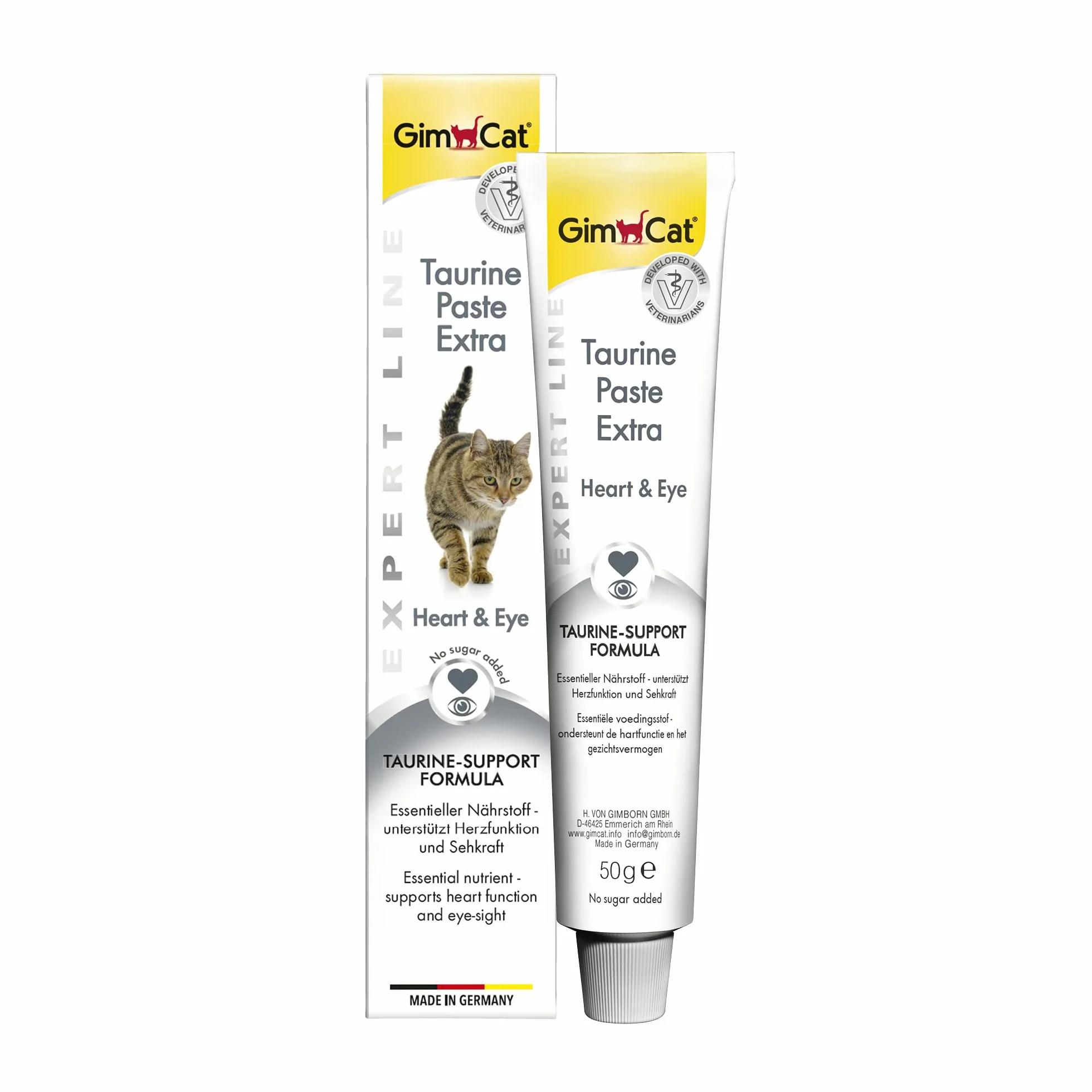 GimCat EXPERT LINE Taurine Extra, pasta - Fórmula de taurina bioactiva que favorece la función cardíaca y la vista - Pasta funcional para gatos sin azúcar añadido - 1 tubo (1 x 50 g)