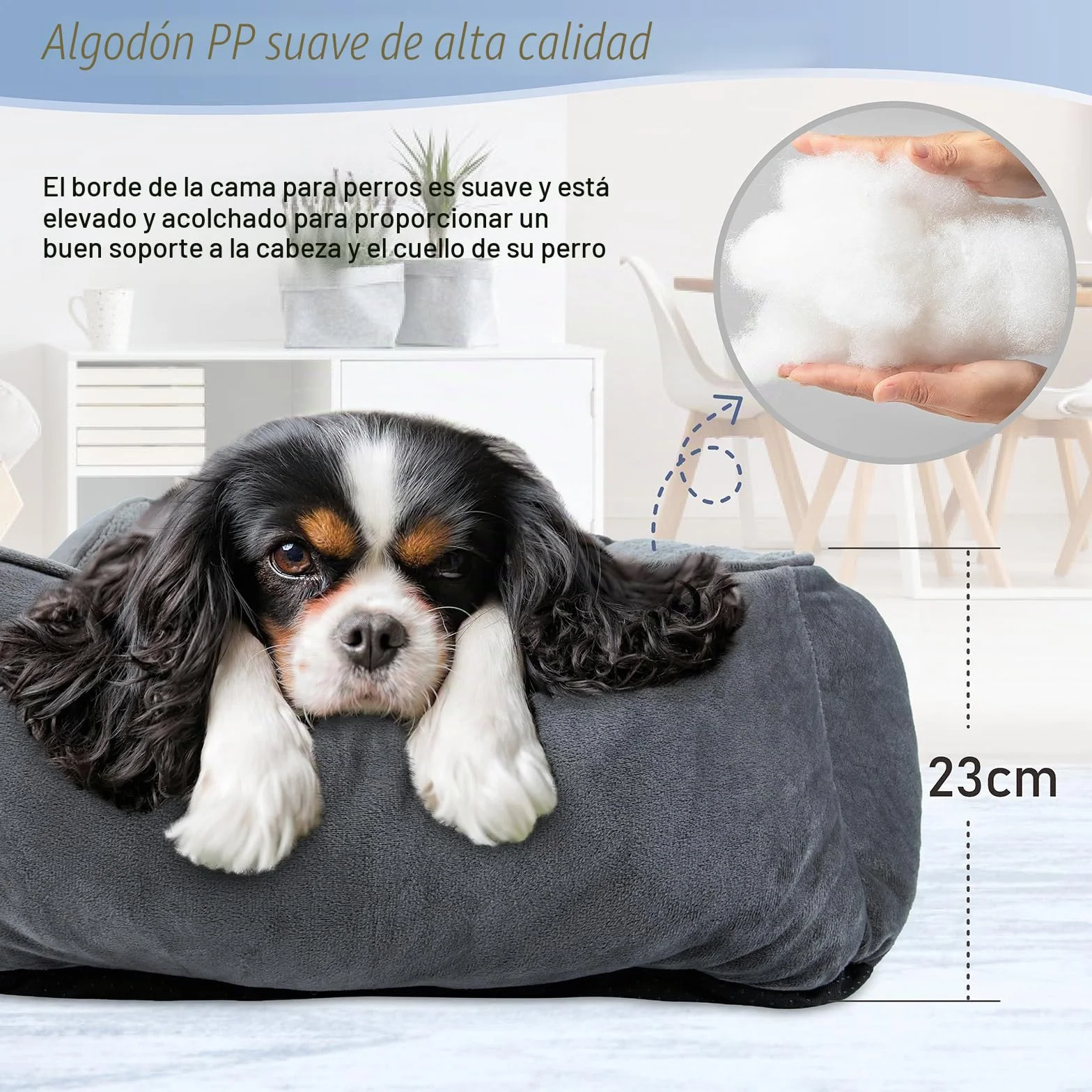 FURTIME Cama Perros Medianos, Cama Perro Lavable Esponjosa, Antideslizante Anti-ansiedad Camas para Perros Suave Transpirable Cómoda, 76x61x23cm