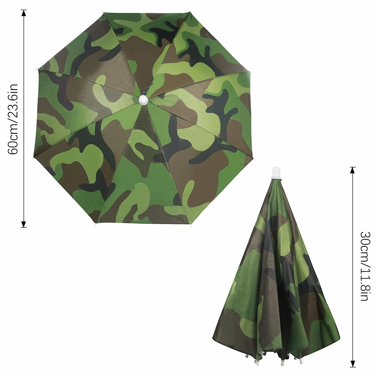 Realure 2 Piezas Sombrero Paraguas Camuflaje 53cm con Banda Elástica para Pesca Playa Camping