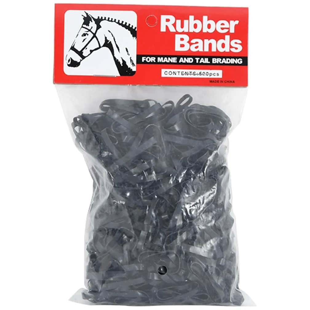 Cintas trenzadas para caballos de silicona negra, 500 unidades, gomas de pelo de caballo duraderas para crines y colas, accesorios ecuestres versátiles para establo, equitación y torneo