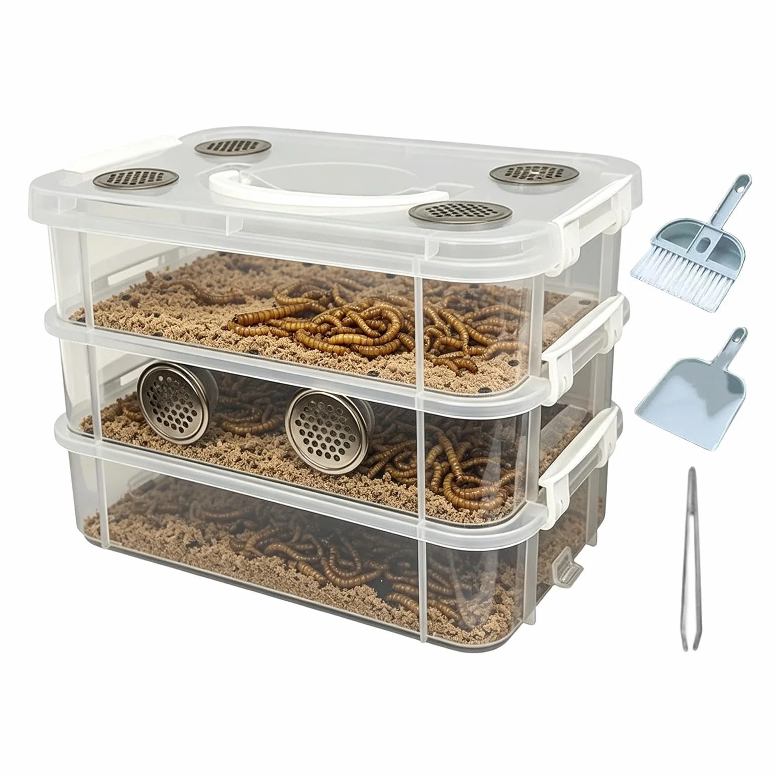 Kit De Cría Harina - Y Criadero Resistente A Los Olores | Contenedores de Cría Tenebrios | para La Alimentación De Reptiles, Lombrices Y Otros Animales En El Hogar Y En La Clase