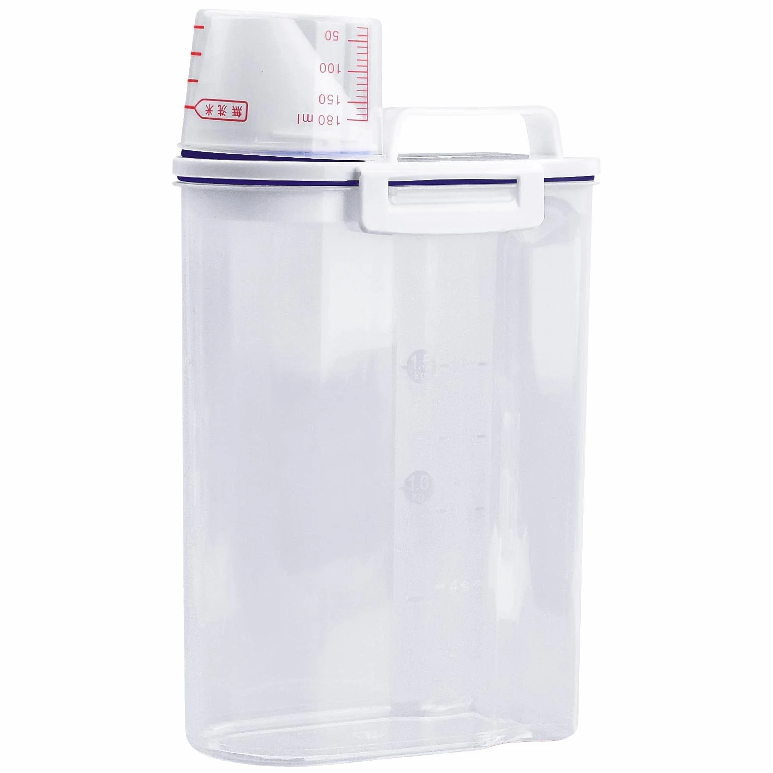 Recipiente De Comida Para Mascotas, Transparente Mascota Comida Almacenamiento Contenedor, Contenedor Comida Perro Con Vaso Medidor Para Cereales, Arroz, Perros, Gatos (2.7 L/30x14x7.5cm