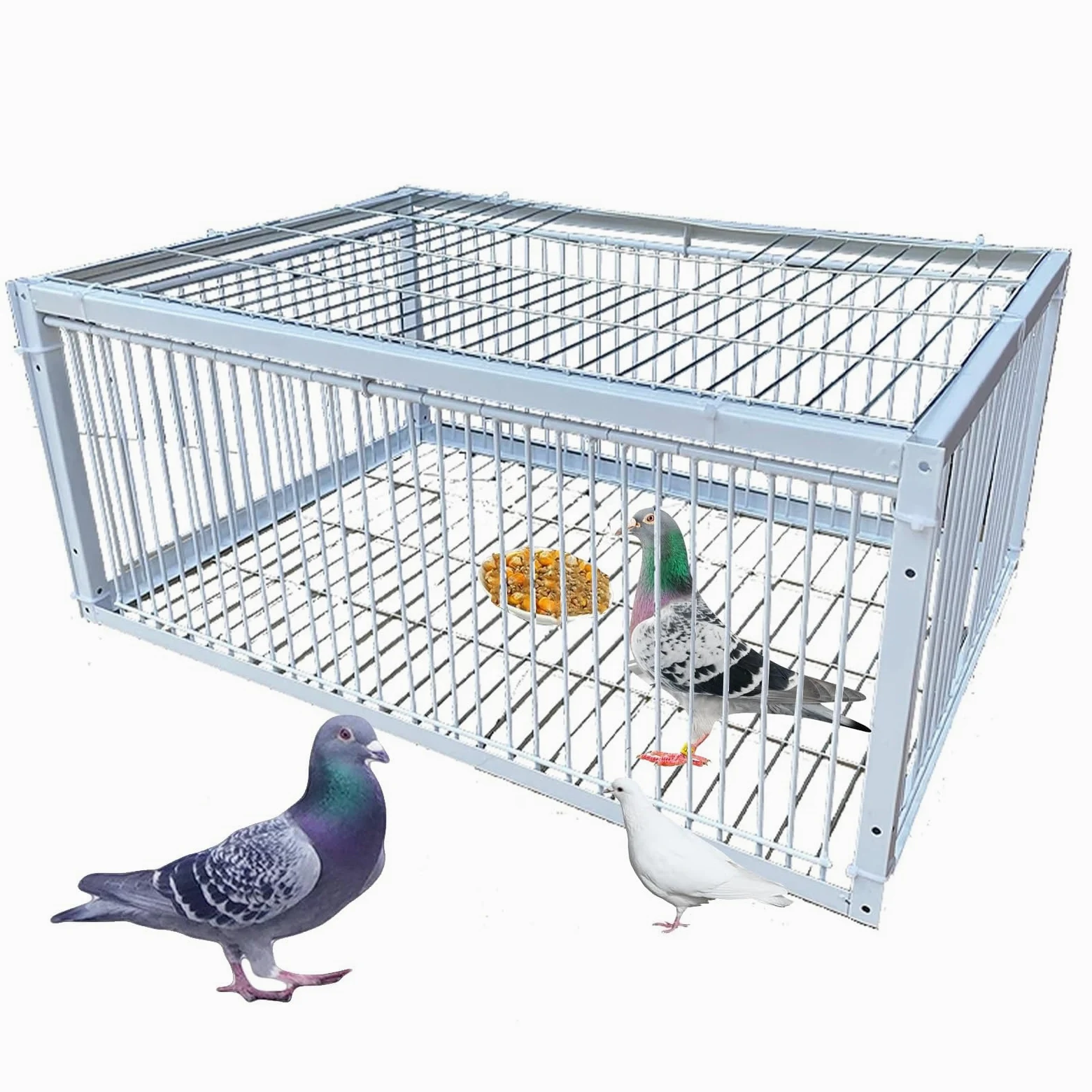 Trampa para Pájaros con Diseño Antiescape Jaula para Palomas y Aves de Jardín, Techo y Exterior Colección Automática, Inofensiva para los Pájaros(Blanco,60 * 40 * 26CM)