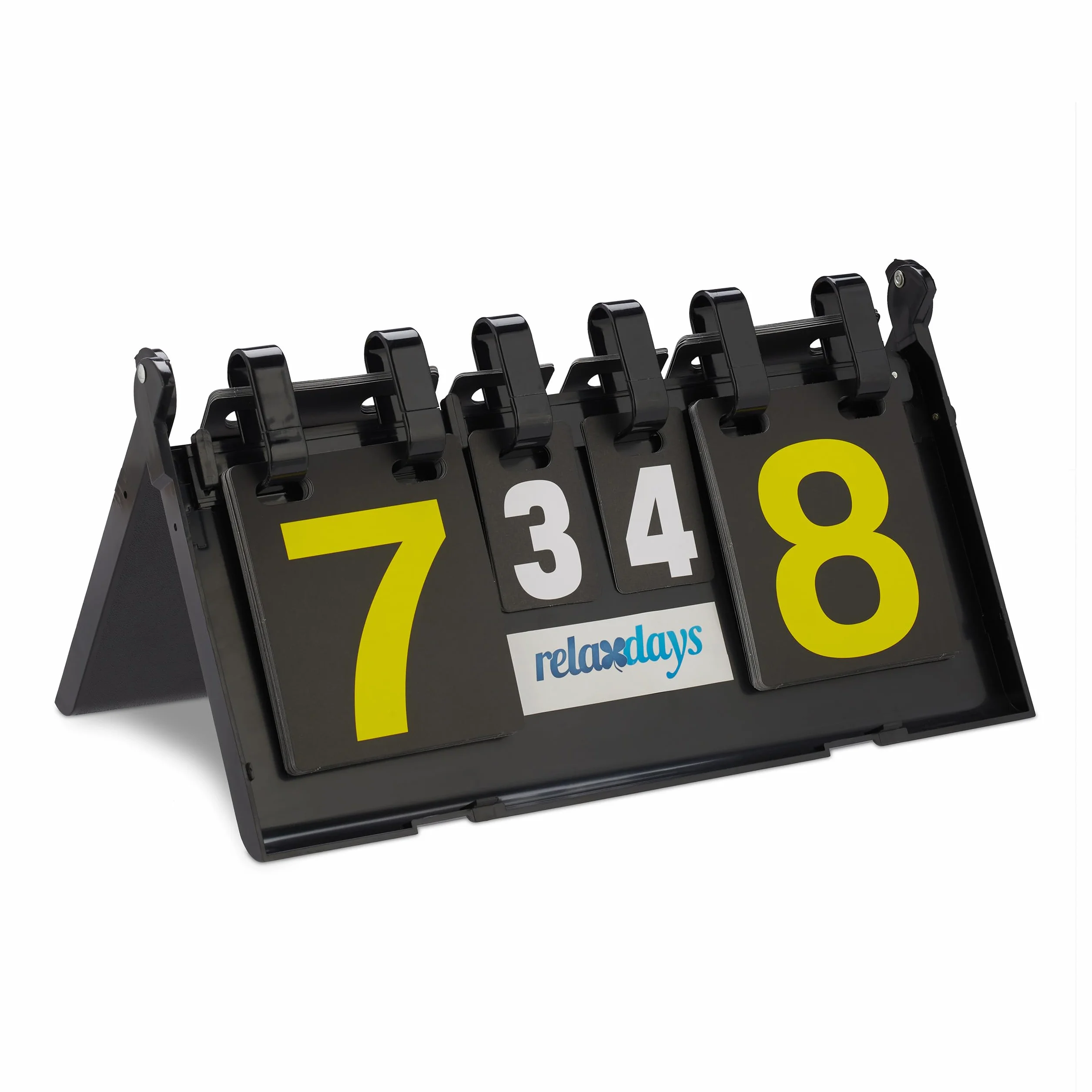 Relaxdays Marcador Ping Pong, Plástico Resistente, 21 x 38 x 20 cm, 1 Kg, Puntos 0-29, Sets 0-7, Tenis de Mesa, Negro