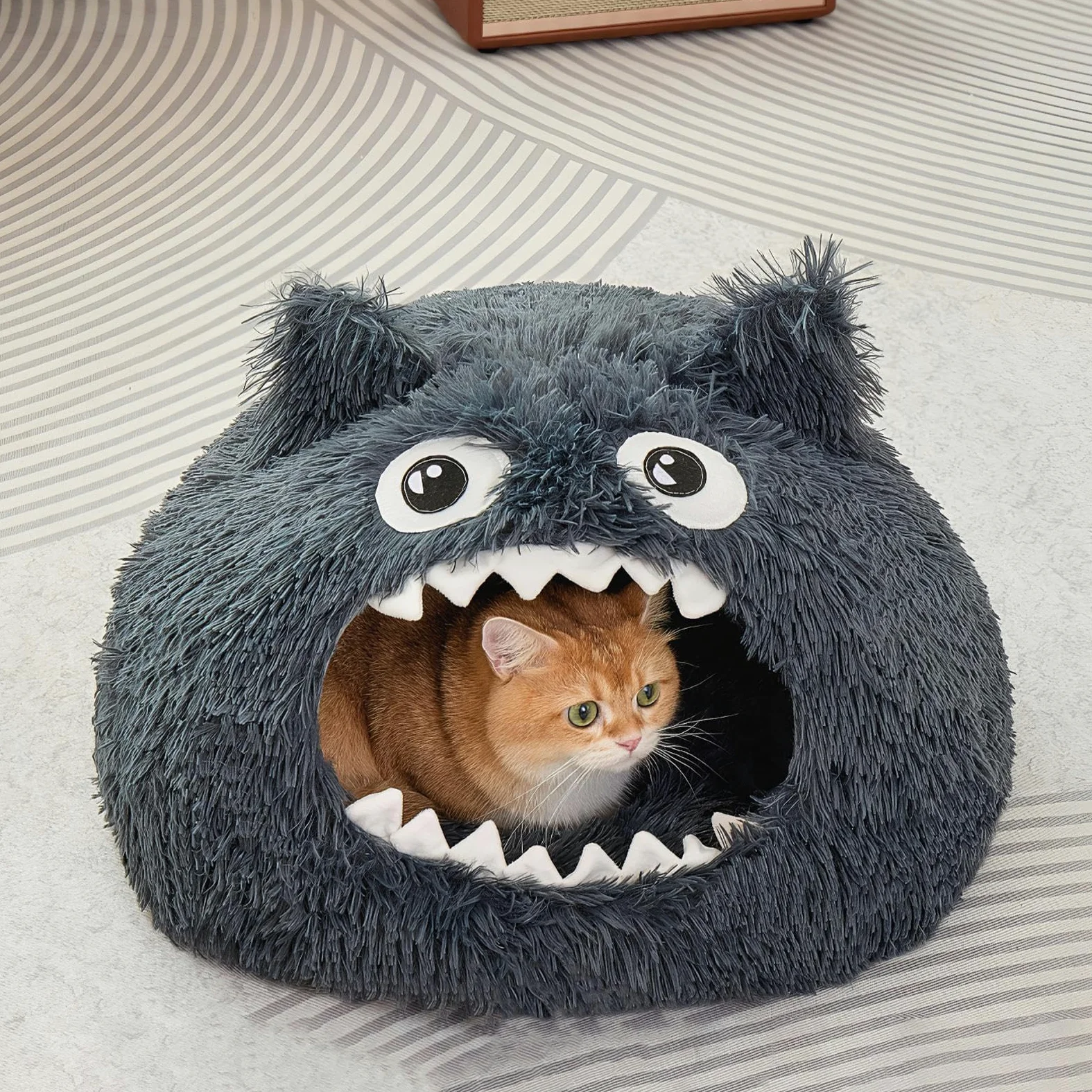 Cama Cueva Para Gatos Casa con Diseño de Abierta | Casa Refugio Para Gatos Lavable Con Cojín Lavable Para Cachorro Gatito Mascota Pequeña Interior Exterior Hogar Invierno