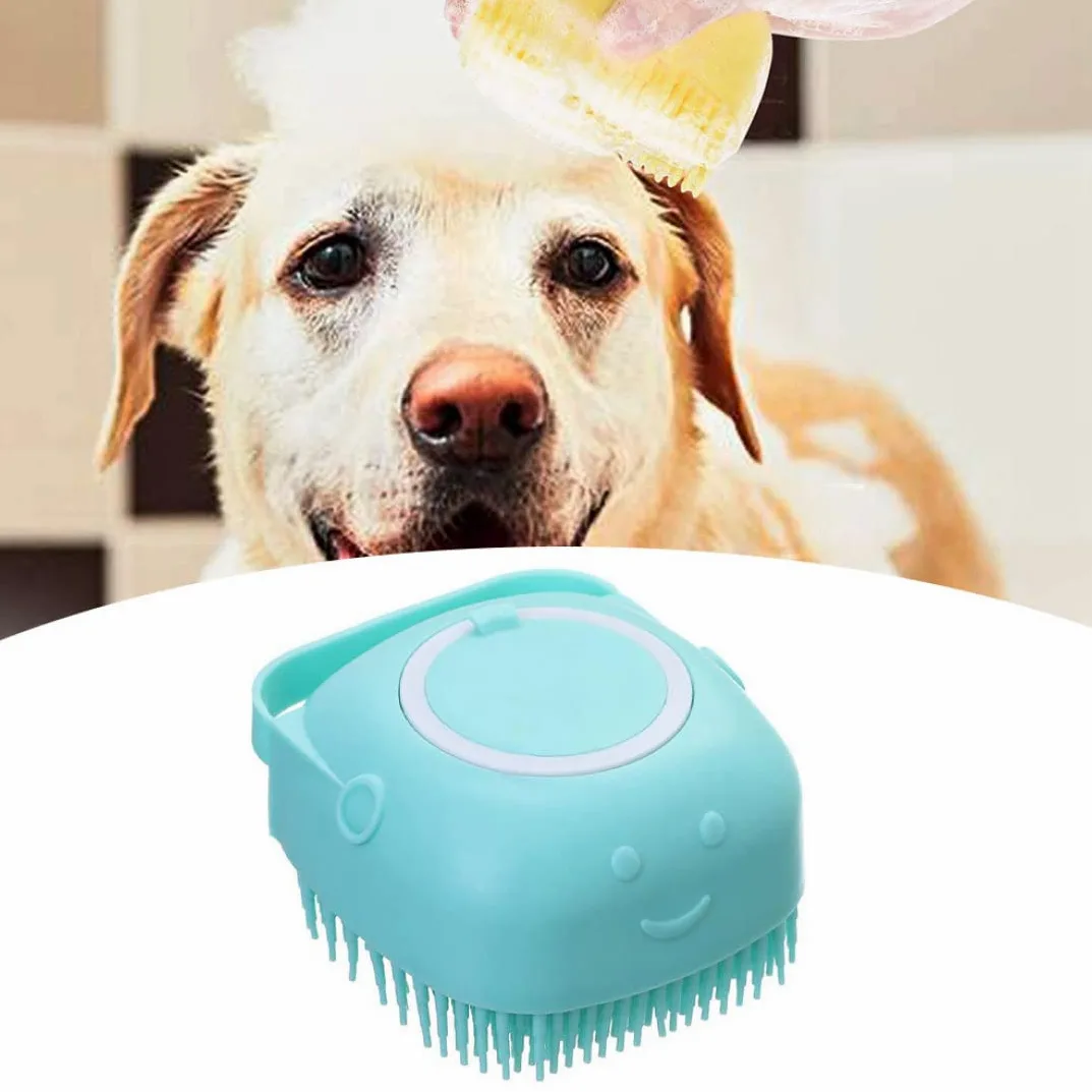 Cepillo de champú para Mascotas Cepillo de baño para Mascotas Cepillo dispensador de Masaje de champú de Silicona para Gato Perro Azul liujiapeng55 (Blauw)