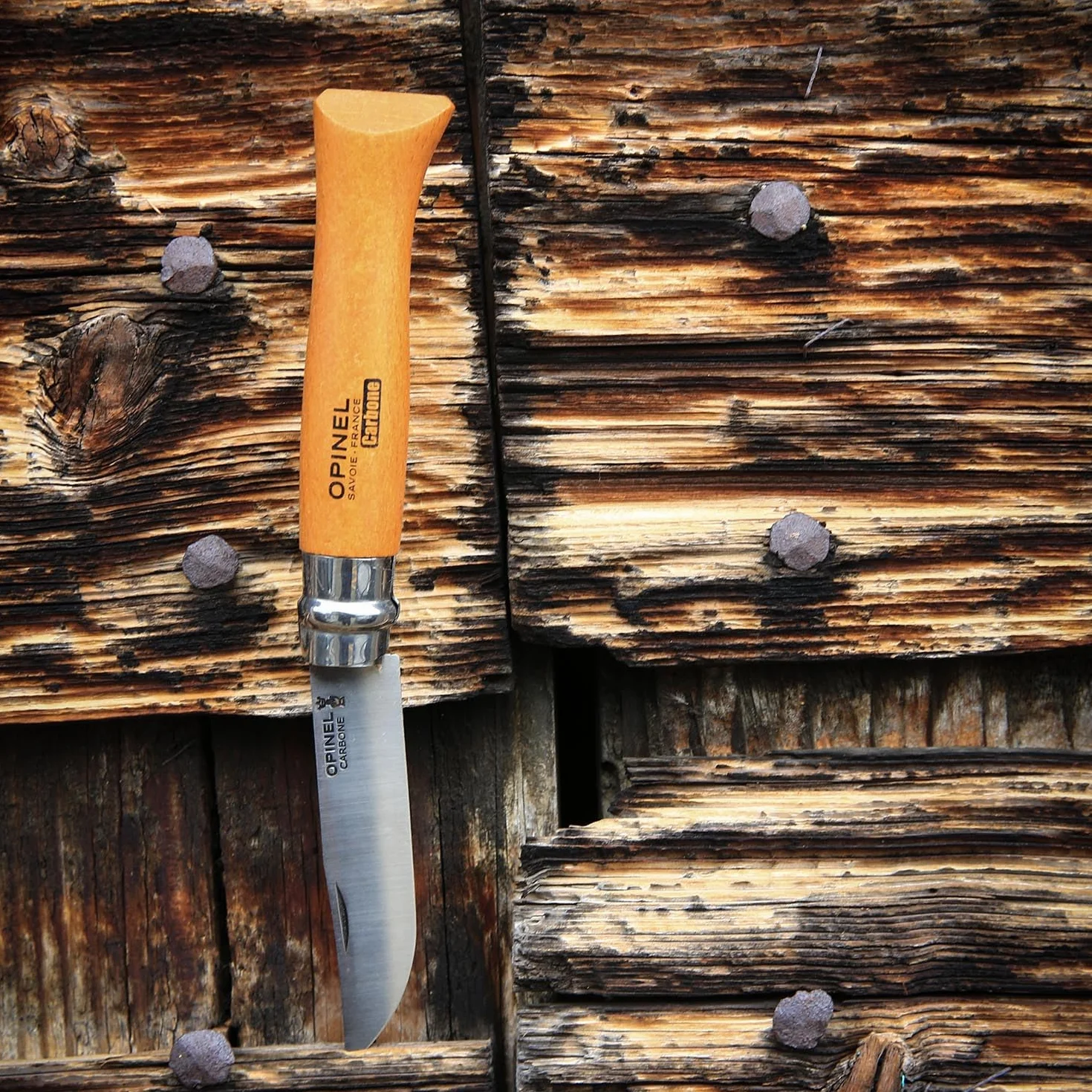 OPINEL Cuchillo n.º 6 Acero al Carbono XC90 Hoja 8,5 cm Mango de Haya Virobloc
