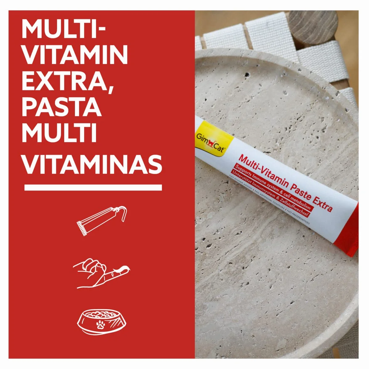GimCat Multi-Vitamin Extra, pasta multivitaminas - Snack para gatos, con beta-glucano y omega 3 & 6 para una protección celular saludable - 1 tubo (1 x 200 g)