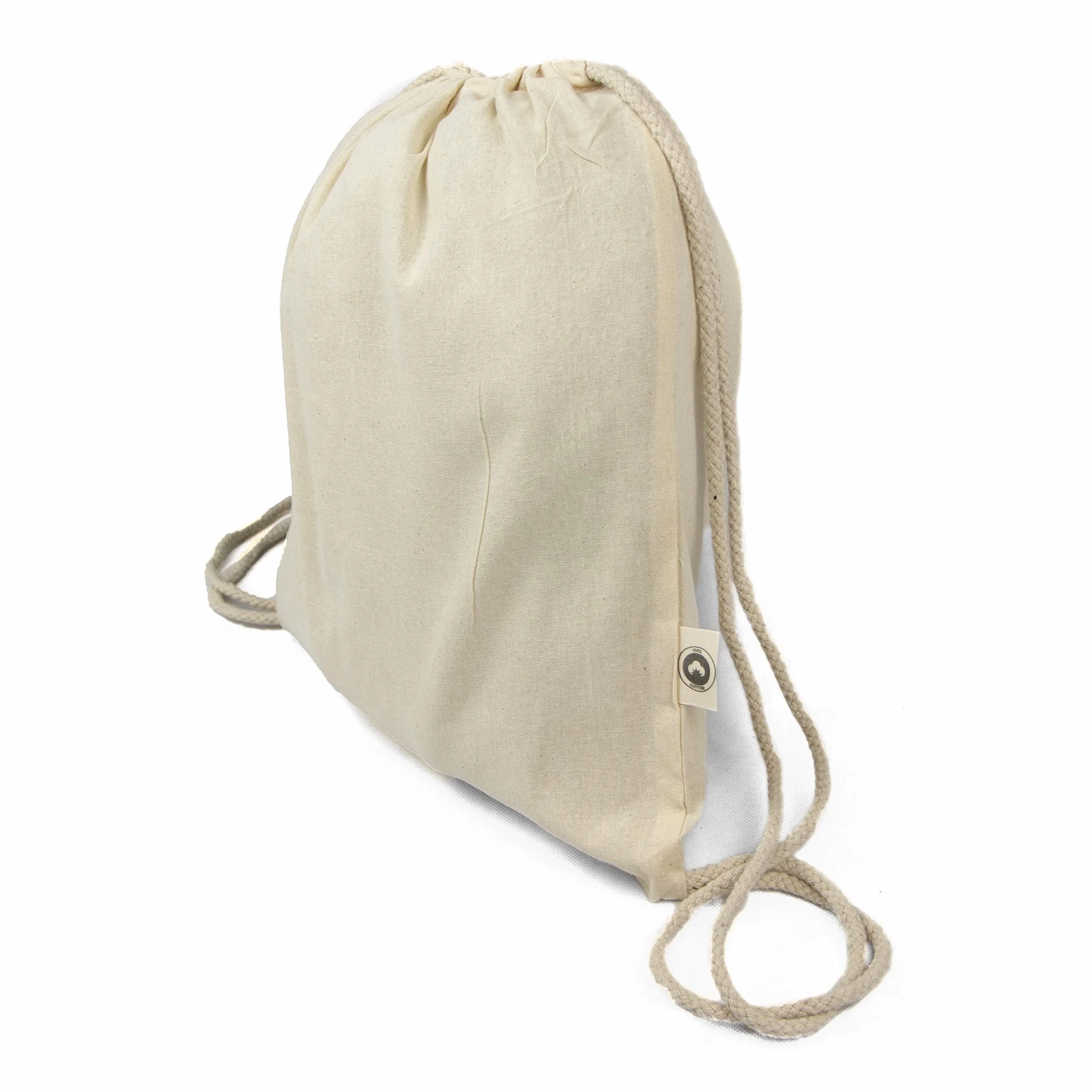 Bolsa Mochila Algodón Natural Con Cordones 39 x 35 cm