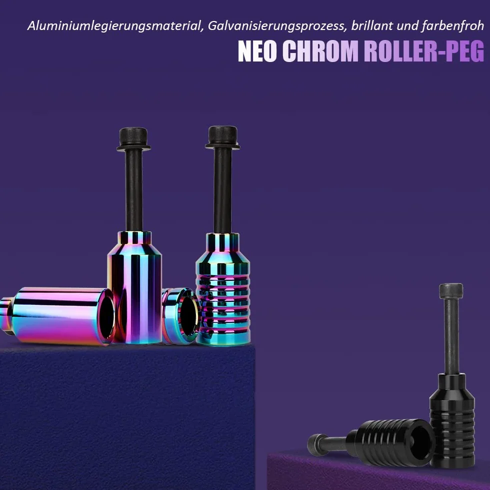 Pro Stunt Scooter Pegs 2 unidades Rainbow negro aluminio eje 12,9 niveles tuerca fijación 5050s Grinds