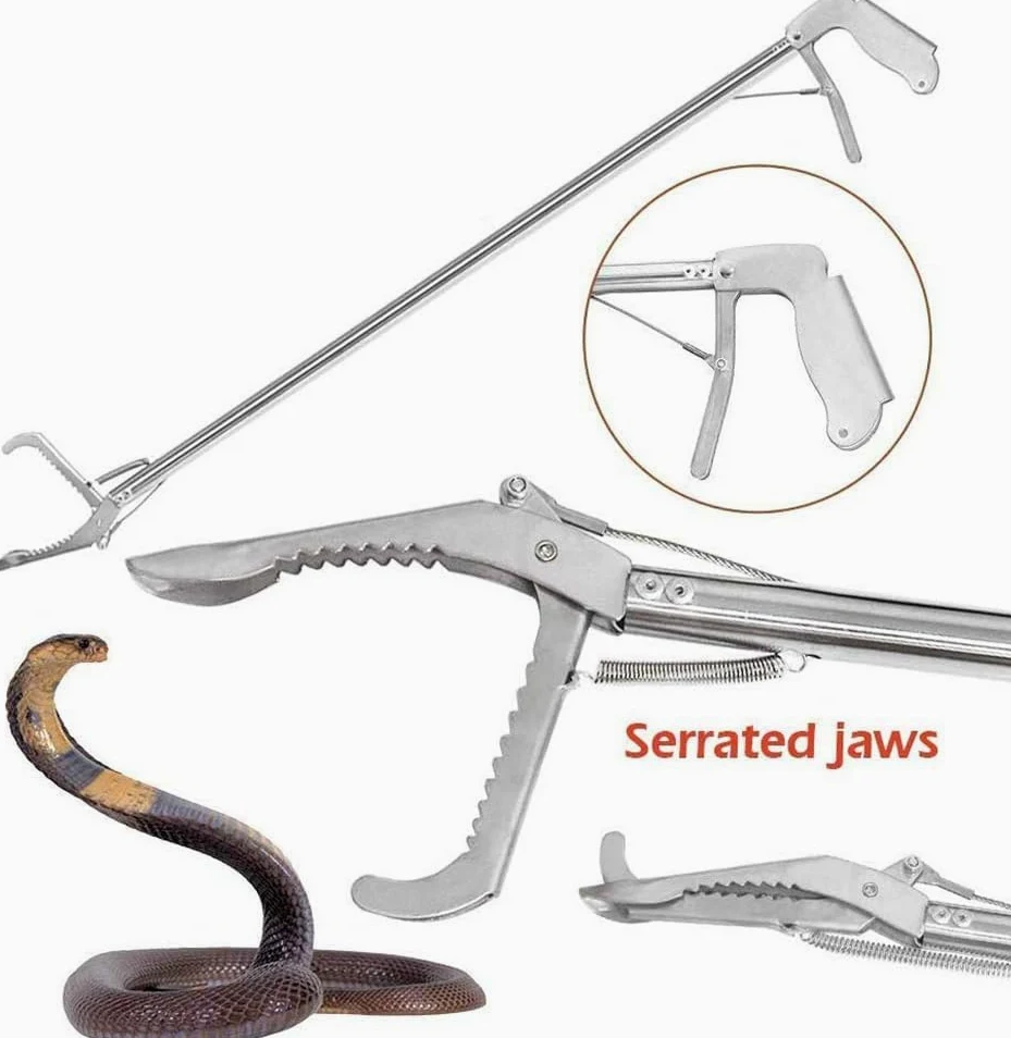 Pinzas de agarre para reptiles, herramienta de manejo de mandíbula ancha para serpientes y serpientes de cascabel, 75 cm de largo, ideal para manejo seguro y captura de reptiles