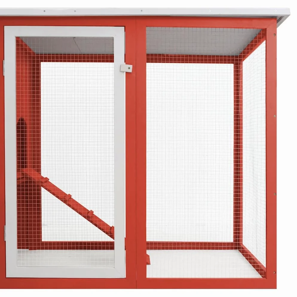 Gallinero exterior de madera de pino con techo verde impermeable, jaula de gallinas de madera roja, pajarera, rampa de acceso, bandeja deslizante y jaula de huevos