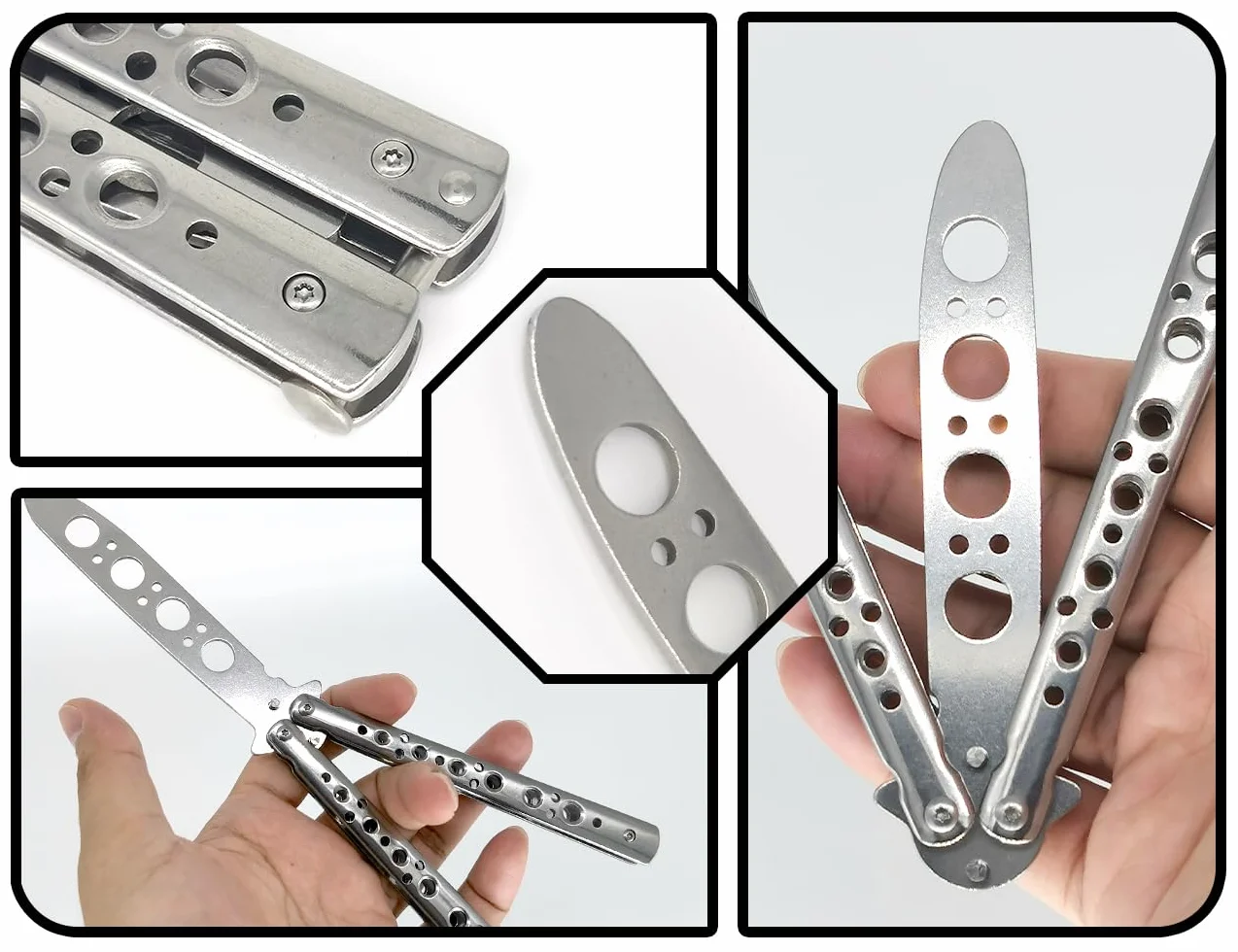 Cuchillo de mariposa entrenador plateado ZoeTekway para principiantes