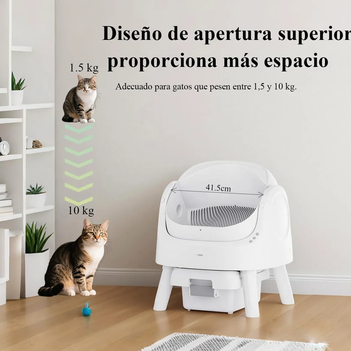 PetPivot Arenero Autolimpiable con Diseño Abierto y Gran Capacidad, Modos Automáticos y Manuales, Limpieza Rápida y Fácil de Palear, Ideal para Hogares con Varios Gatos