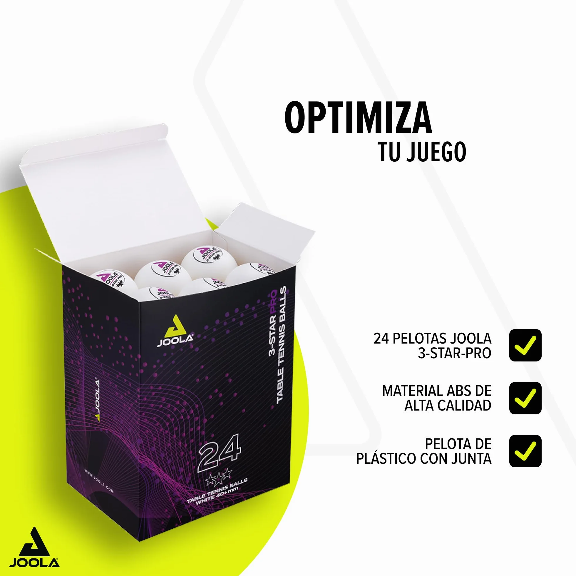 JOOLA Pelotas de Tenis de Mesa 3-Star, 3 Estrellas, para Interior y Exterior
