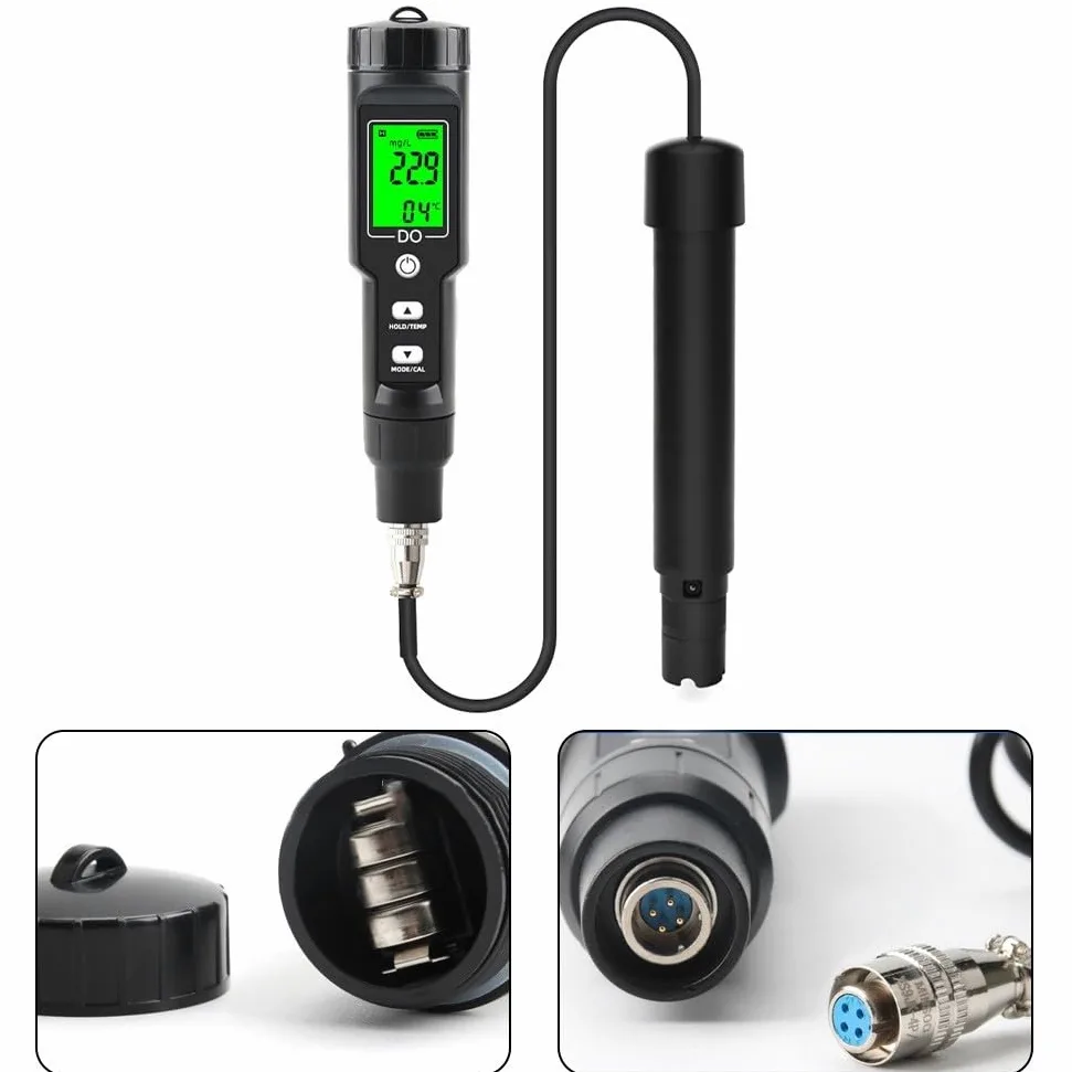 Medidor de oxígeno disuelto DO9100 para piscinas, acuarios, pruebas de agua de mar, probador digital de calidad del agua con compensación automática de temperatura, incluye 6 sondas