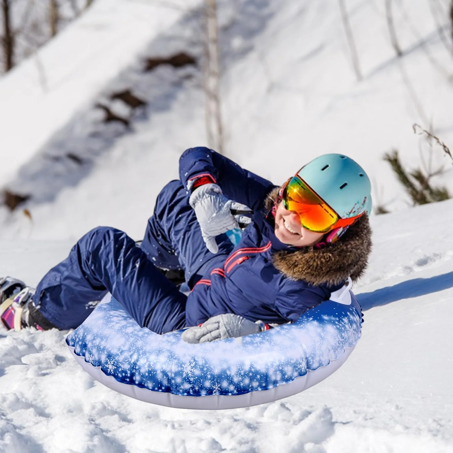 Tubo de nieve inflable 35 pulgadas con 2 asas para niños y adultos