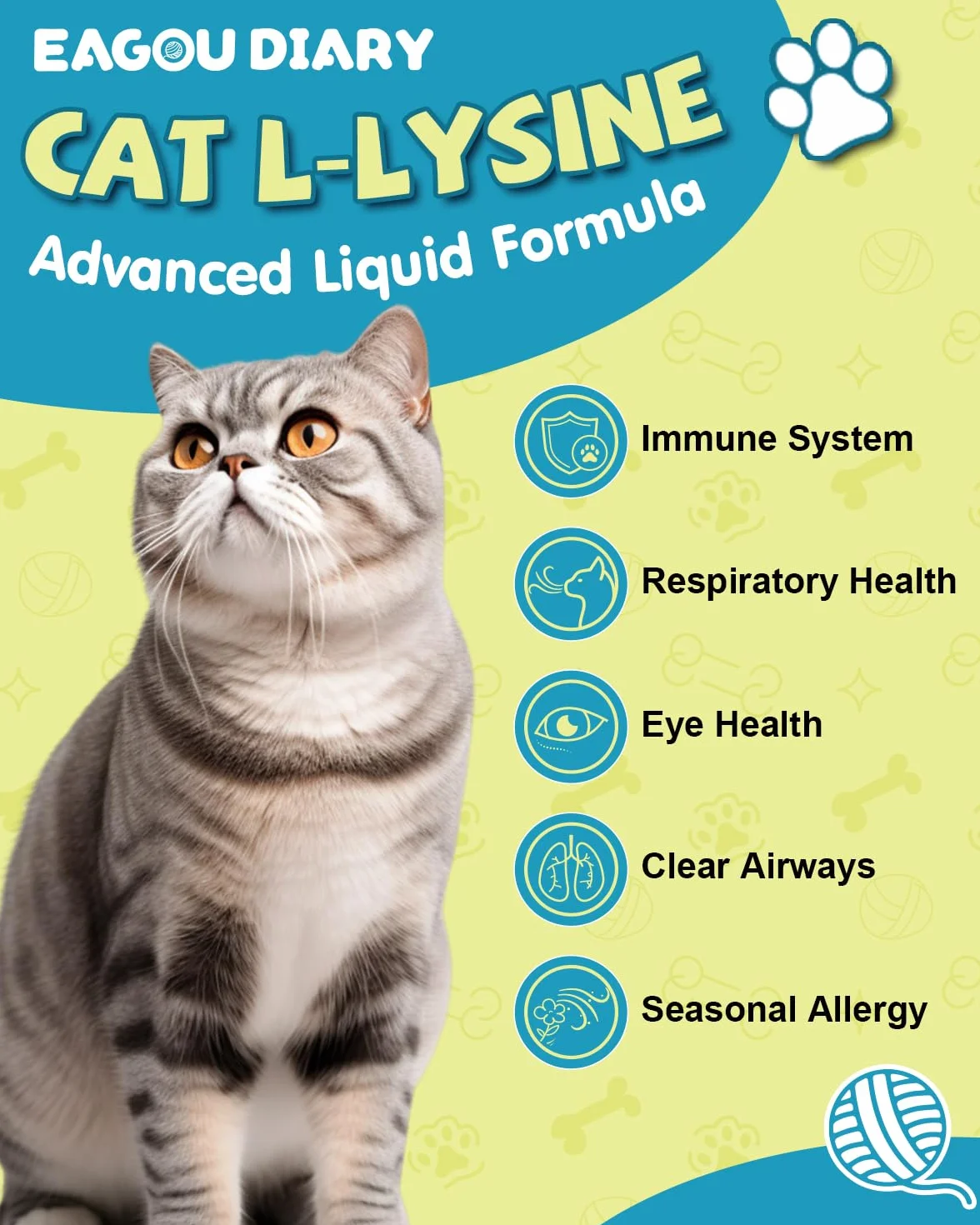 L-Lisina para Gatos - Gotas Lisina para Reforzar Sistema Inmunitario Gatos - Aliviar Alergias en Gatitos, Estornudos, Gripe Felina, Antibióticos para Gatitos con Vitaminas y Minerales, Calostro