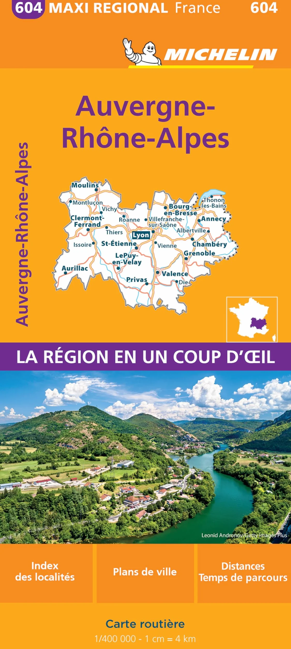 Auvergne-Rhône-Alpes 1:400.000 Map Carte Régionale