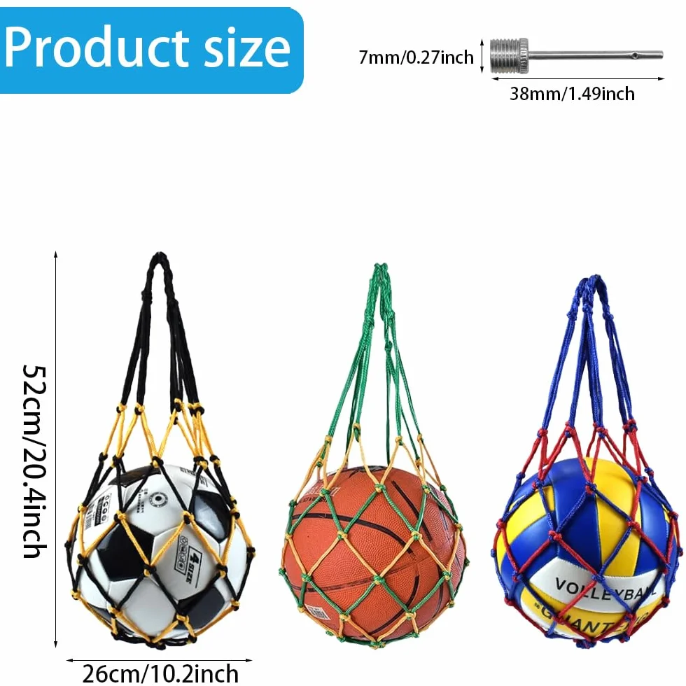 Bolsa de Red para Pelotas de Fútbol, Baloncesto, Rugby y Voleibol - Portátil con 3 Agujas