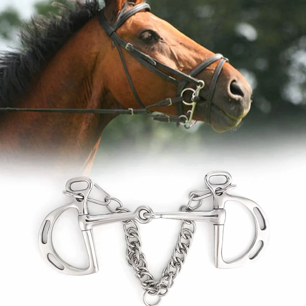 Nikou Masticador de Caballos - Acero Inoxidable a Prueba de Herrumbre Broca de kimberwicke Boca articulada sólida Rodillo de Boca de masticación de Caballo no tóxico(125MM)