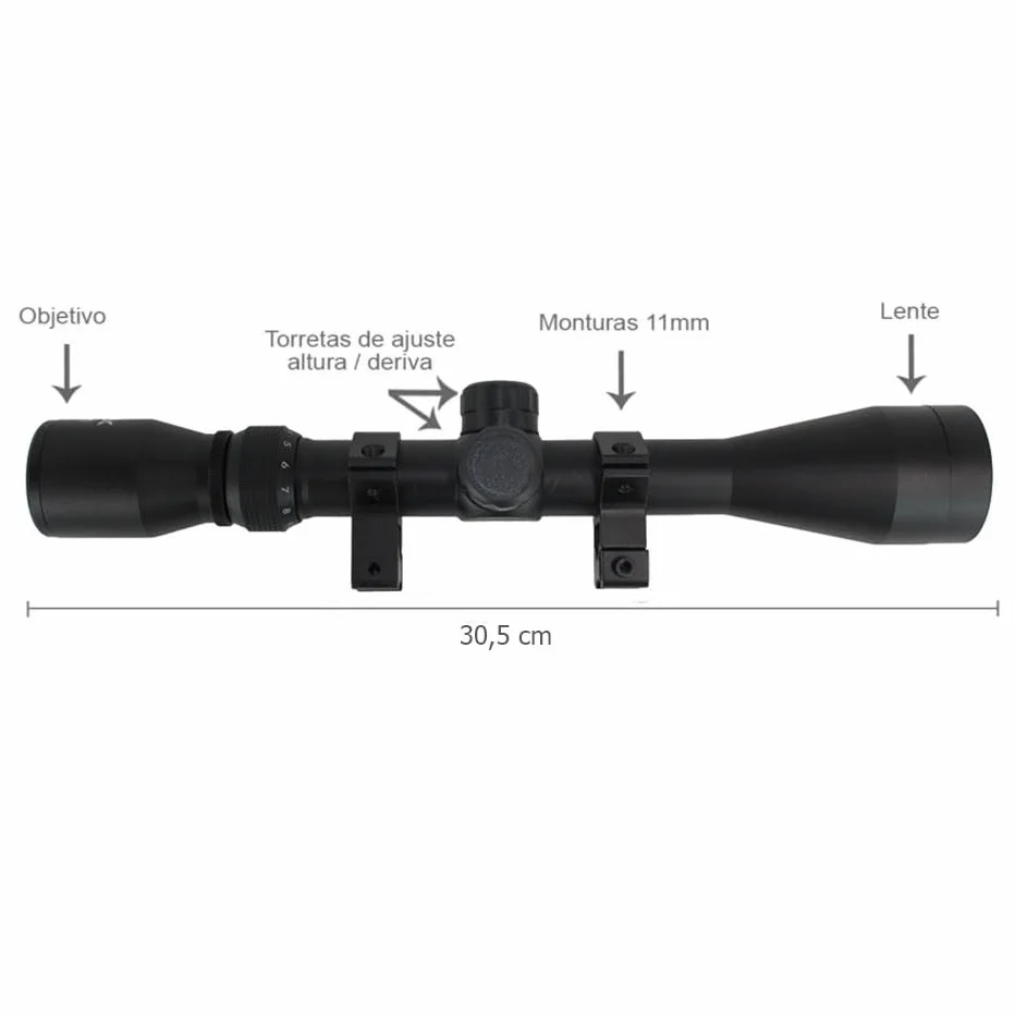 Visor Telescópico 3-9×40 TRIMAX para Escopetas, Rifles, Carabinas y Pistolas de Aire Comprimido 11mm