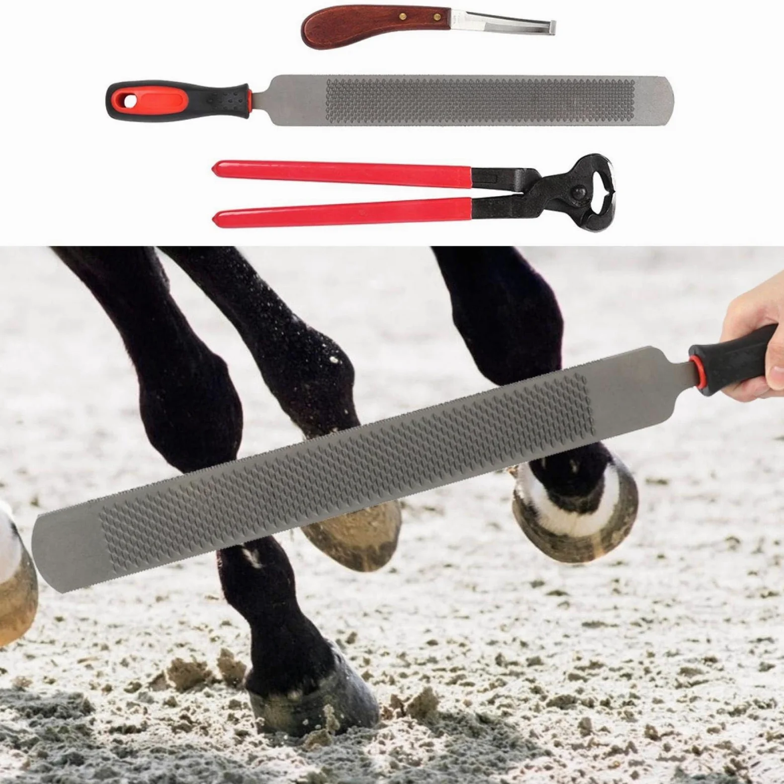 Voluxe Cuchillo de Caballo de Metal para herradores de Caballos, Cuchillo de herradores de Caballos, Recorte Profesional para herraduras limpias al Aire Libre, Clavos de Caballo para Interiores