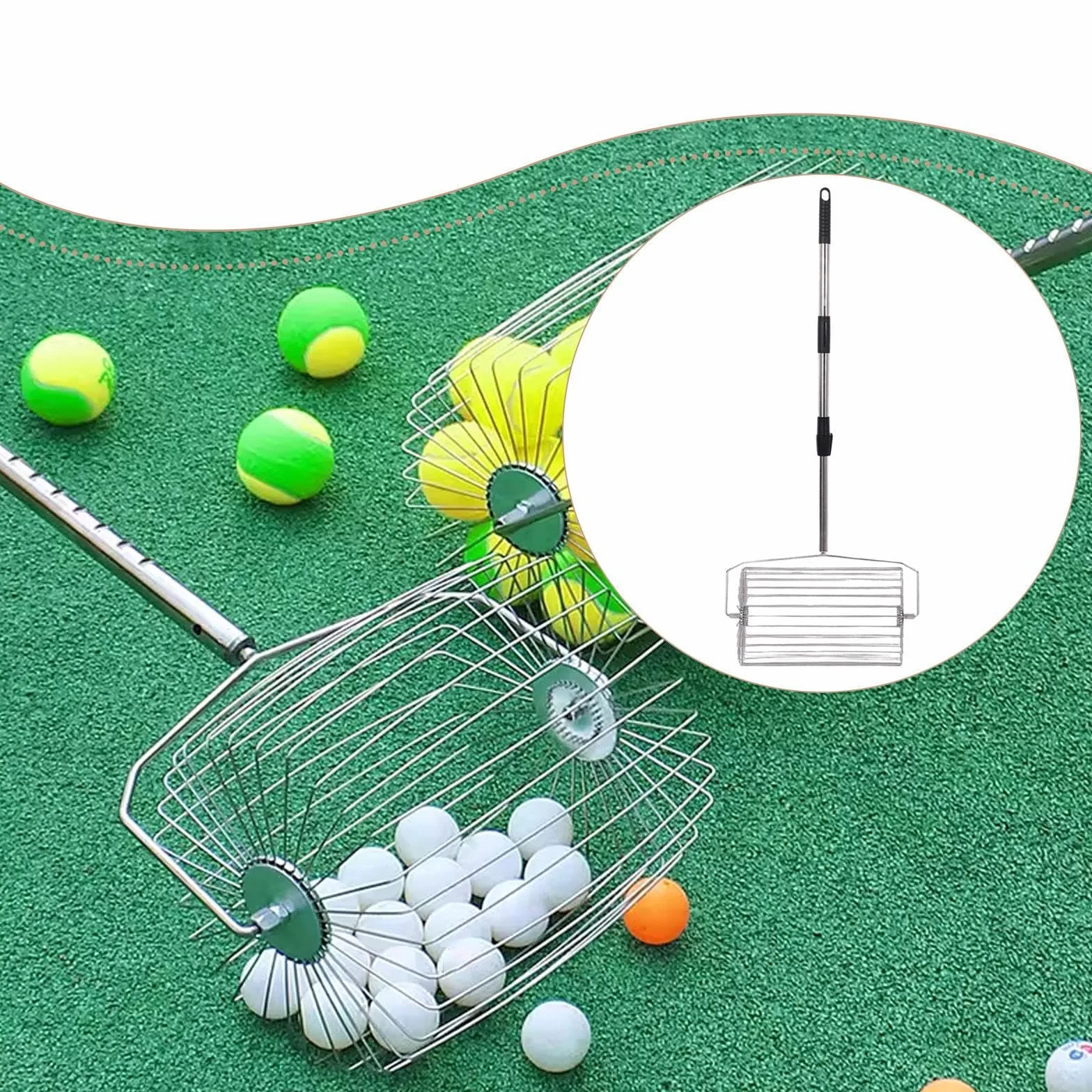 Recogedor de Pelotas de Tenis Oshhni, Herramienta de Recogida Rápida, Ligero, con Ruedas