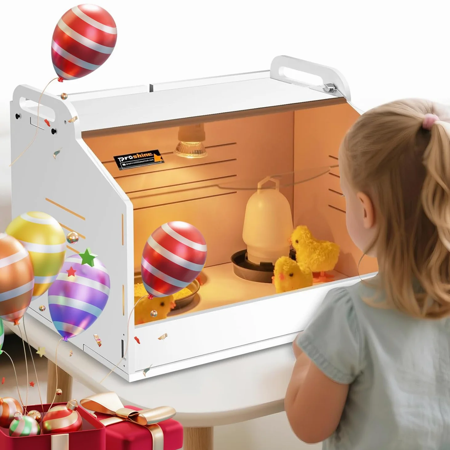 Caja de cría de Pollitos para Pollitos, incubadora de codornices con lámpara de calefacción, termómetros de 2 Modos, calienta hasta 10 Pollitos para Patito, Loro y Lagarto