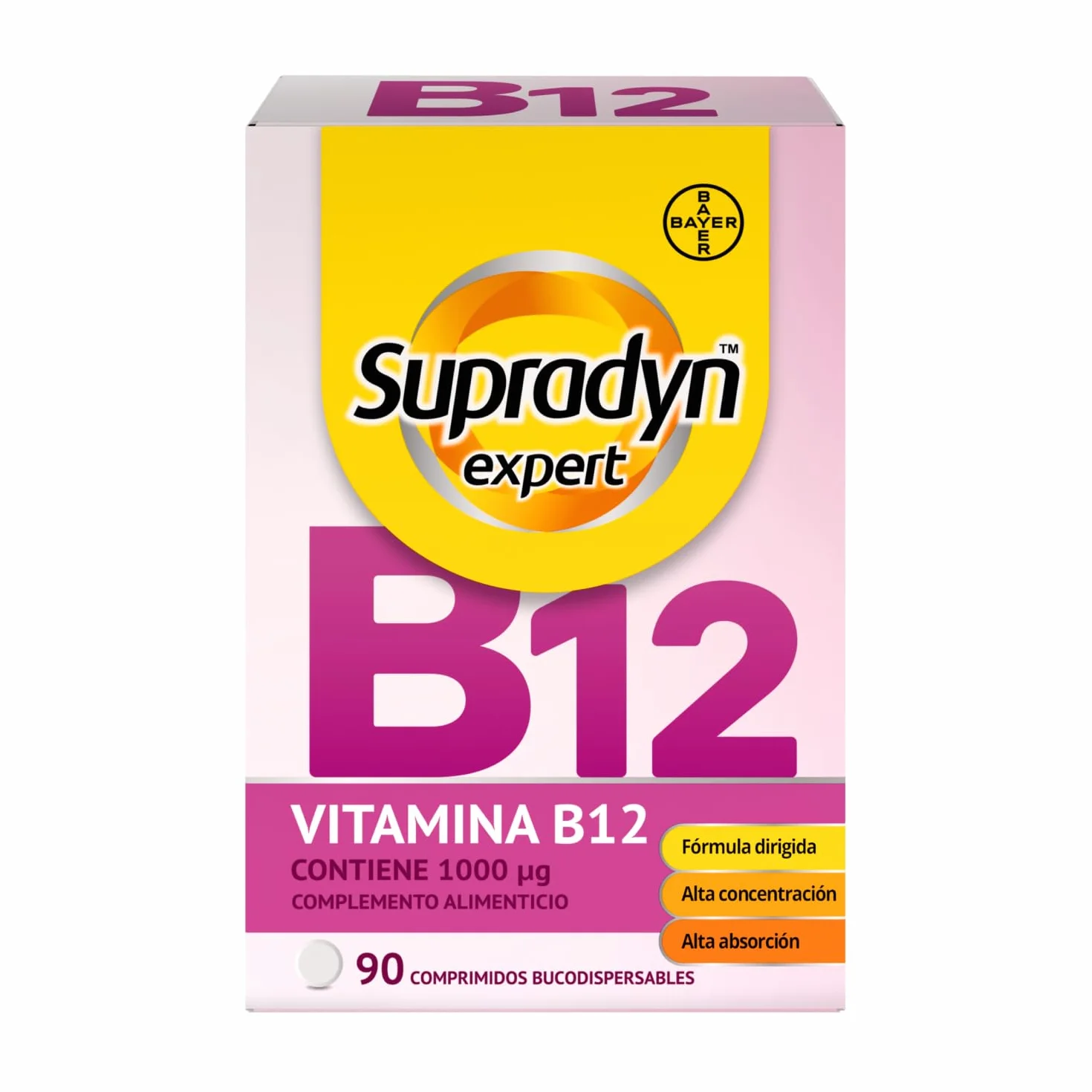 Supradyn Expert Vitamina B12 1000 µg Metilcobalamina Pura 90 Comprimidos Bucodispersable Suplemento Energía Memoria Sistema Nervioso Vegano Sin Gluten