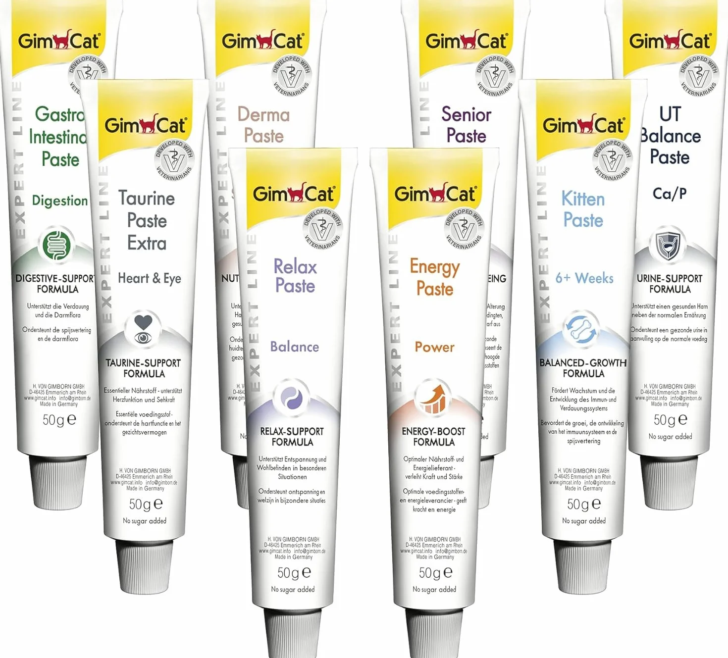 GimCat EXPERT LINE Taurine Extra, pasta - Fórmula de taurina bioactiva que favorece la función cardíaca y la vista - Pasta funcional para gatos sin azúcar añadido - 1 tubo (1 x 50 g)