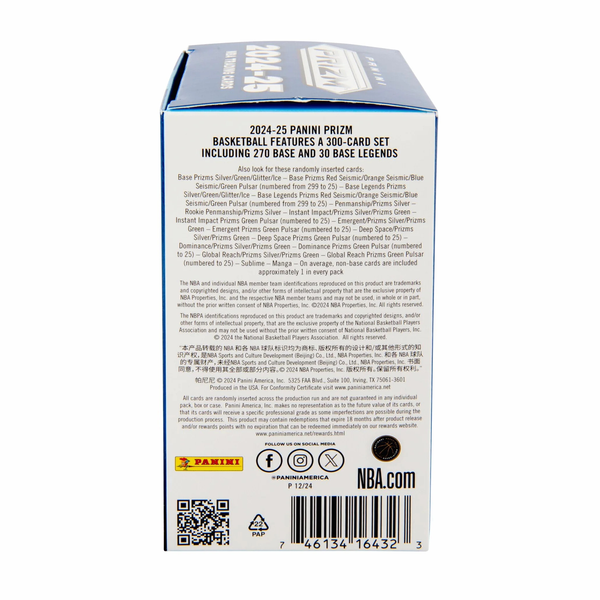 Panini Prizm 2024-25 Caja de Cartas Coleccionables de Baloncesto