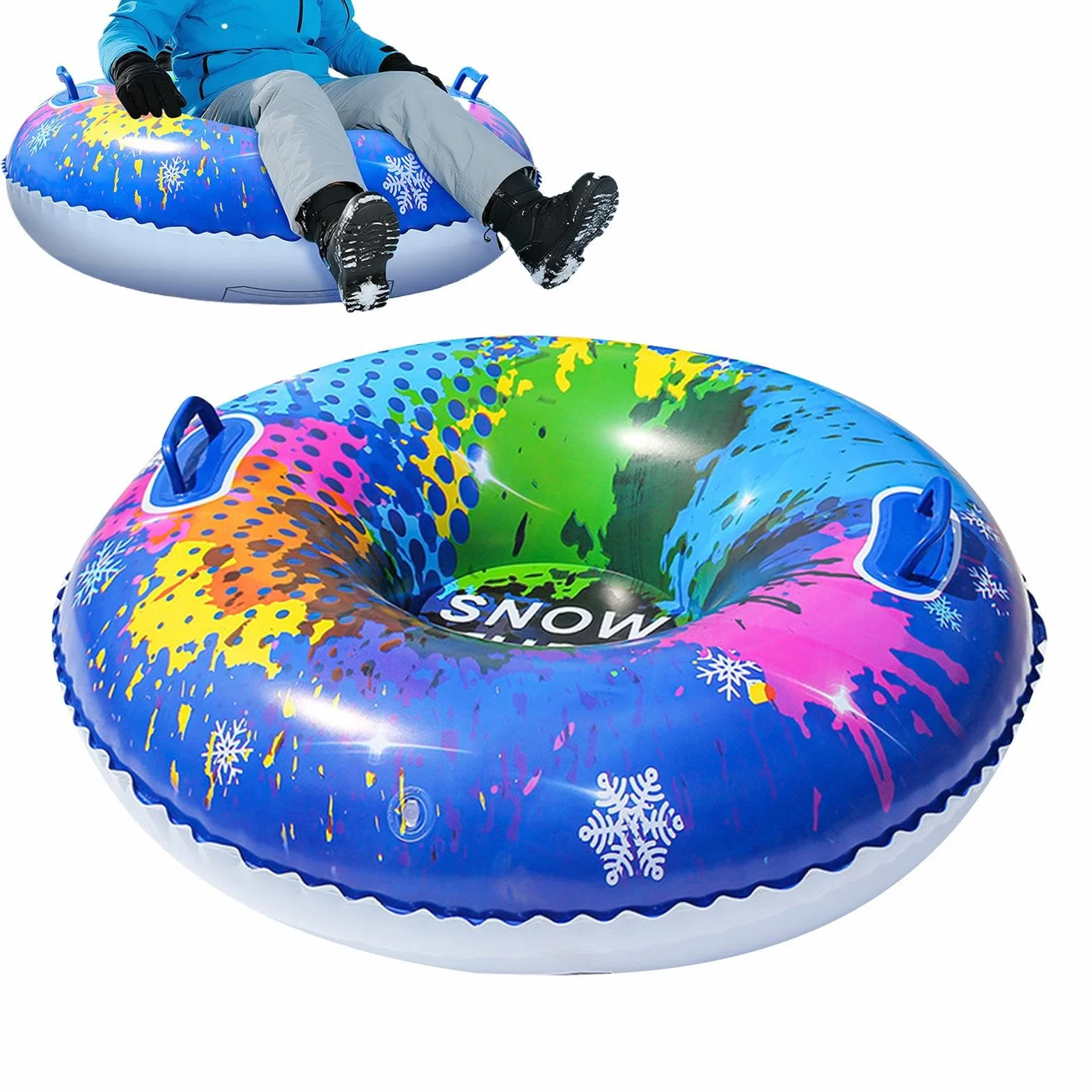 Trineo inflable 87 cm PVC pared gruesa neumáticos nieve niños asas tubo nieve pesado familias