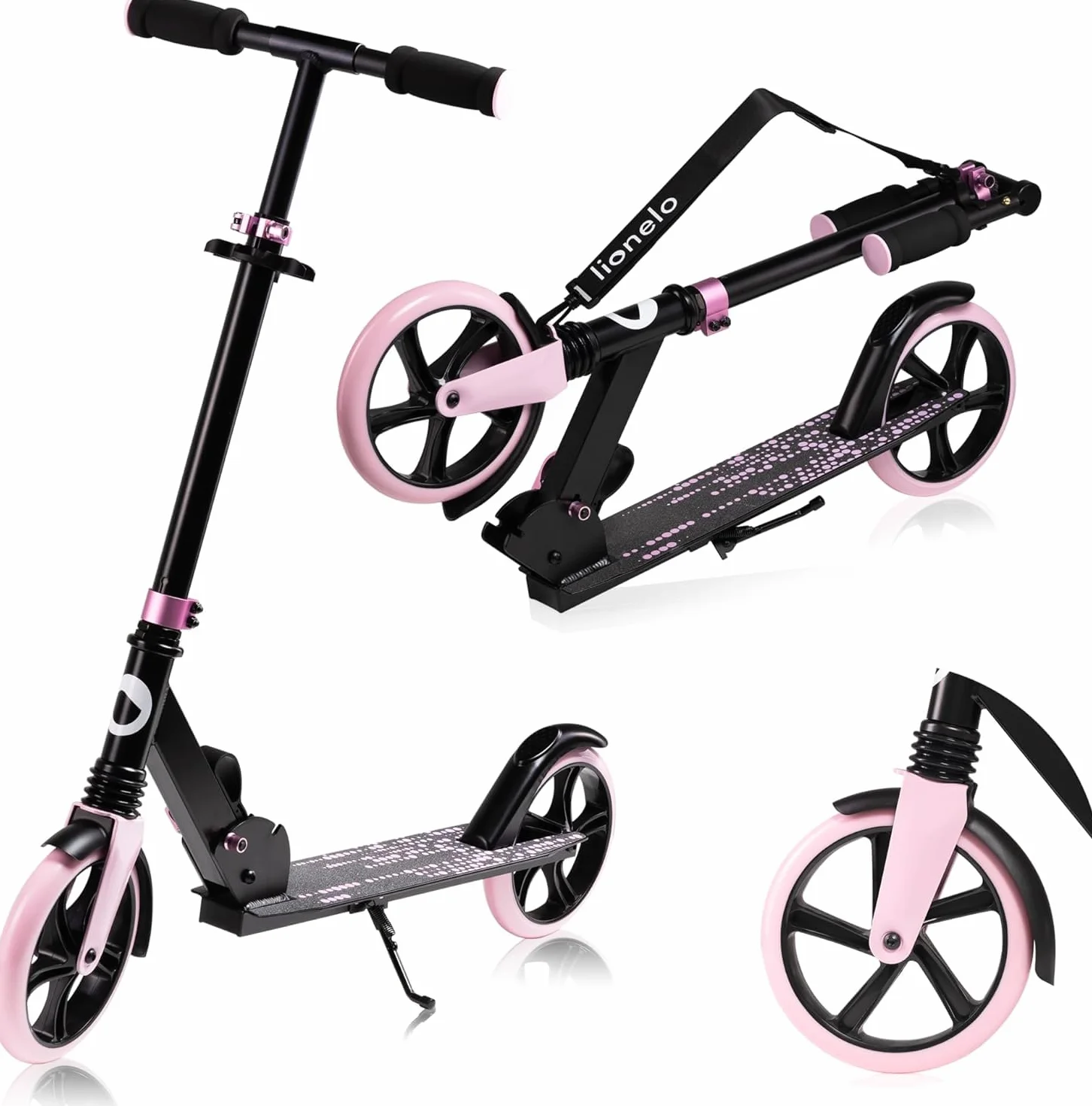 Lionelo Luca Patinete Urbano XXL hasta 100 kg, Scooter niños Ruedas 200 mm ShockResist Amortiguador