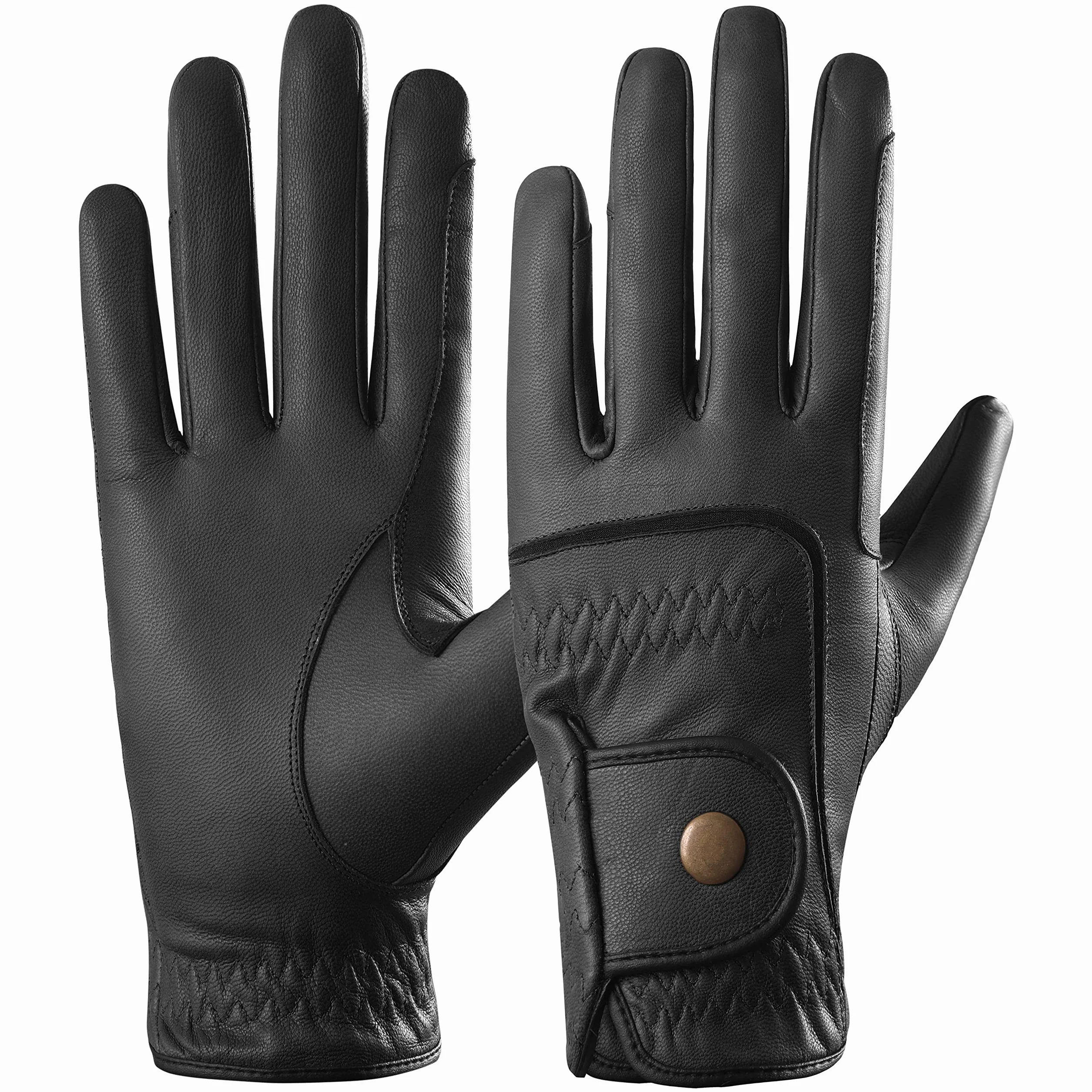 AFE Guantes de equitación de cuero genuino para niños Dublín