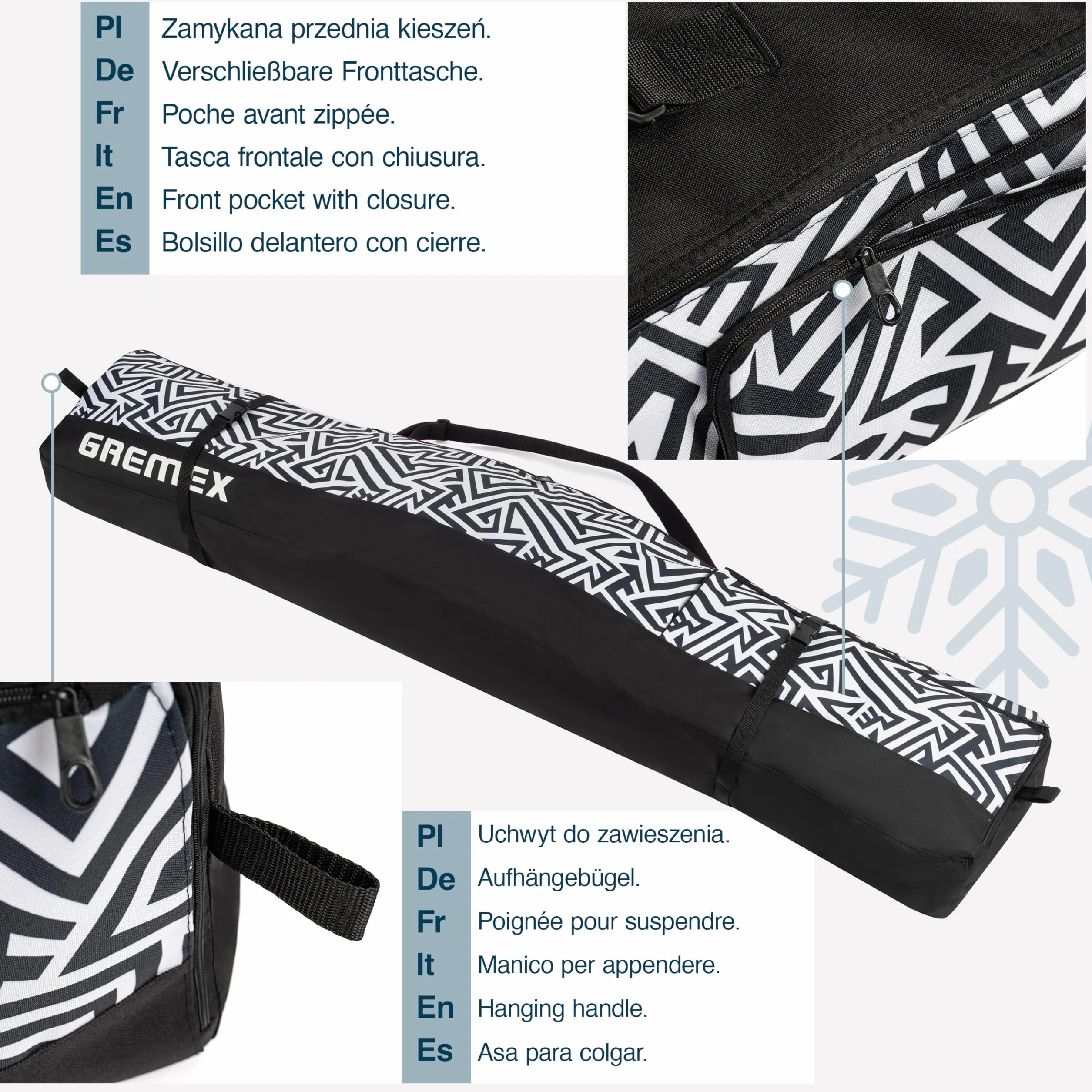 Bolsa para Snowboard 170 cm Impermeable Protectora Resistente Ligera