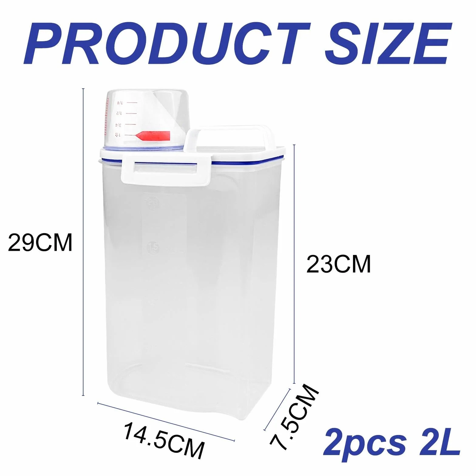 Chiluxendo Juego de 2 Contenedor Pienso Perros, Cubo para Alimentos con Vaso Medidor, Recipiente de Comida para Mascotas, Recipientes Almacenamiento Gatos, Botes Hermeticos Cocina, para Cereales, Arr