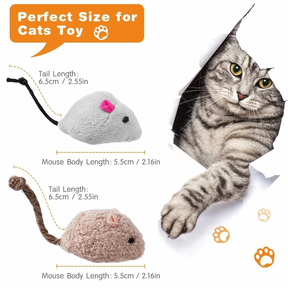 Catnip Mouse Toys, 24PCS Juguetes de Hierba Gatera para Gatos, Mini Juguete de Peluche para Masticar Hierba Gatera, Juguete para Patear, Jugar e Interactuar en Interiores (Multicolor)