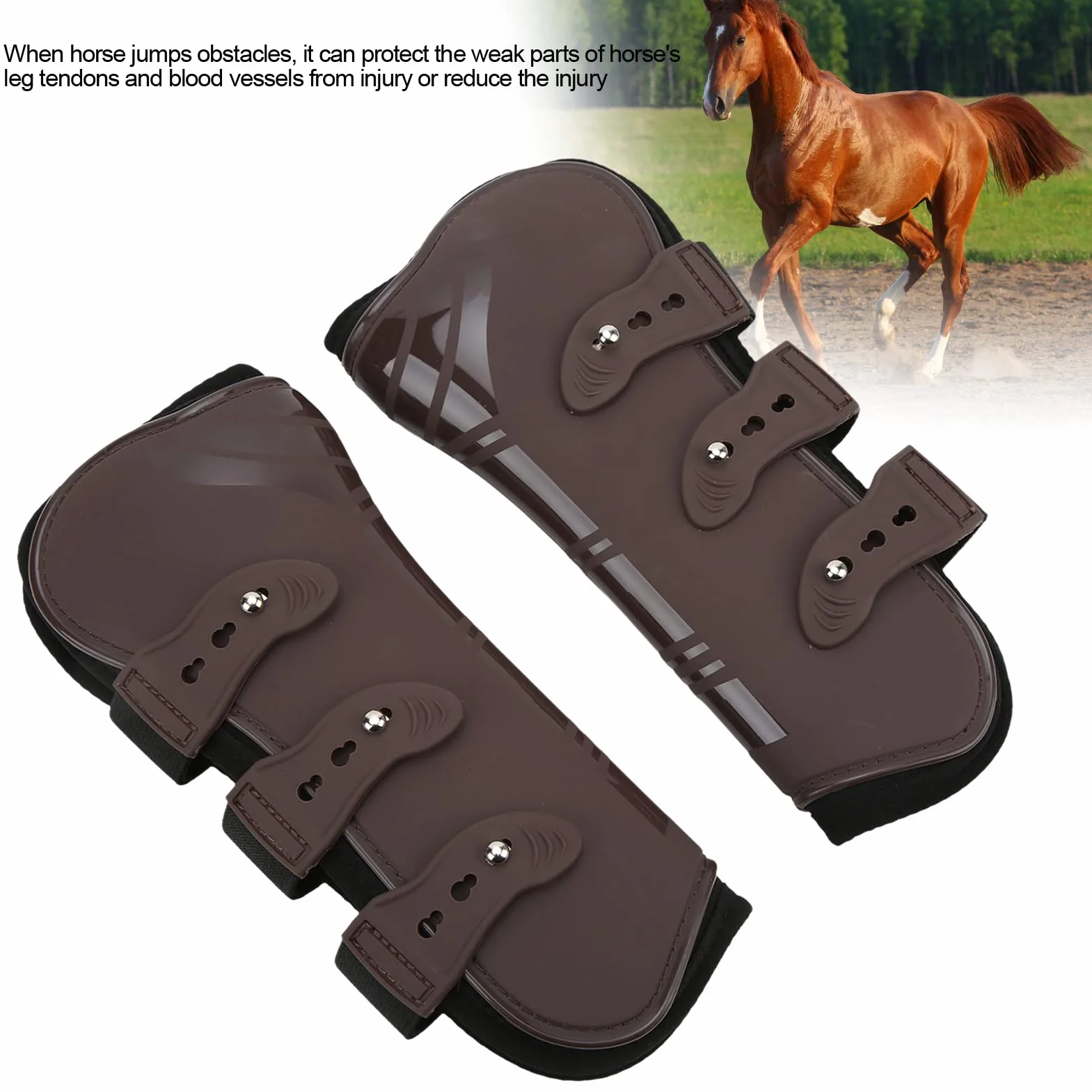 Cyrank 2 Botas Protectoras para Tendón De Caballo, Botas para Caballos, Patas Delanteras, Botas De Soporte para Patas Delanteras De Caballo, Entrenamiento De Resistencia (L)