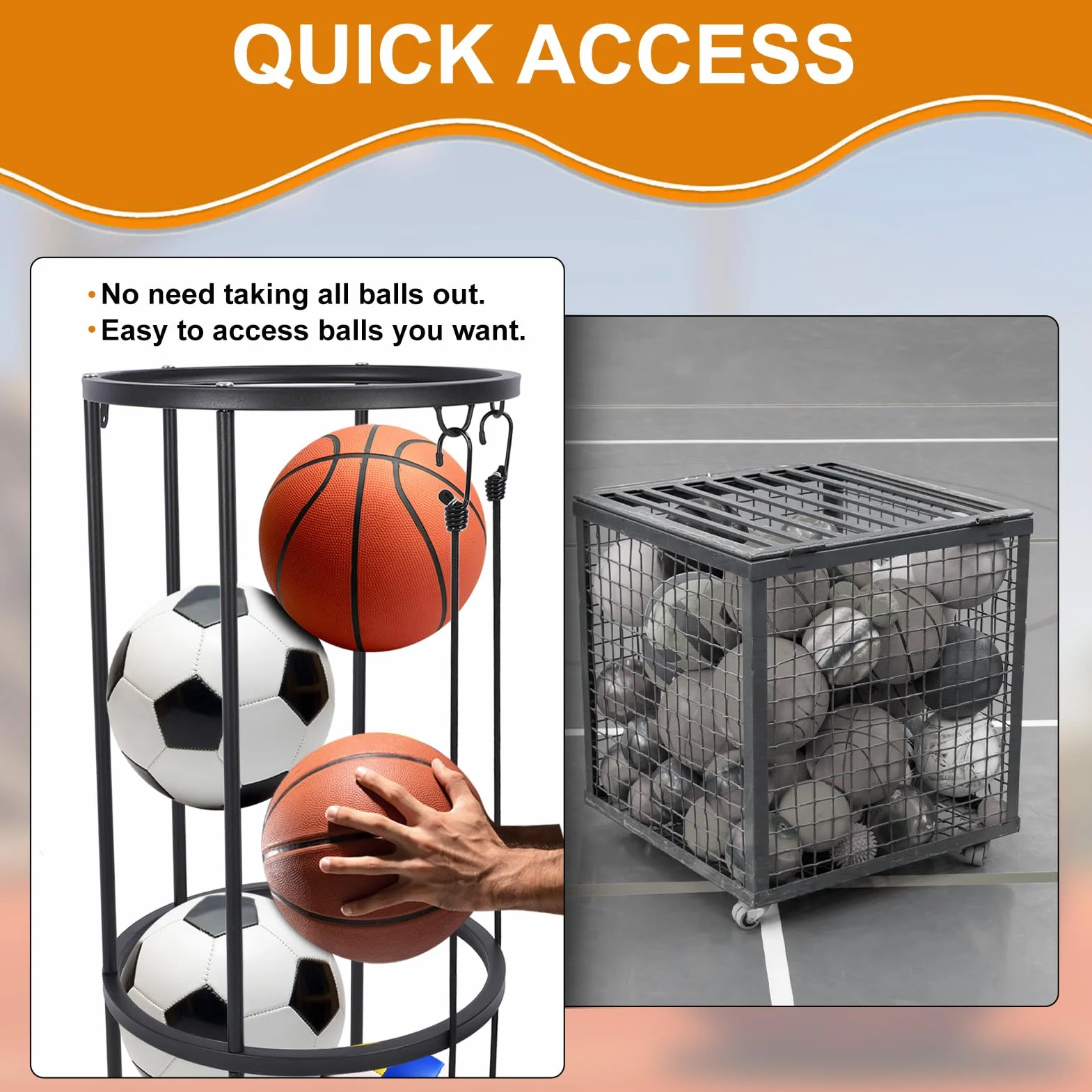 Ballaufbewahrung vertikale Ballregal Garage Organizer abnehmbar Sport Ballhalter Basketball Fußball