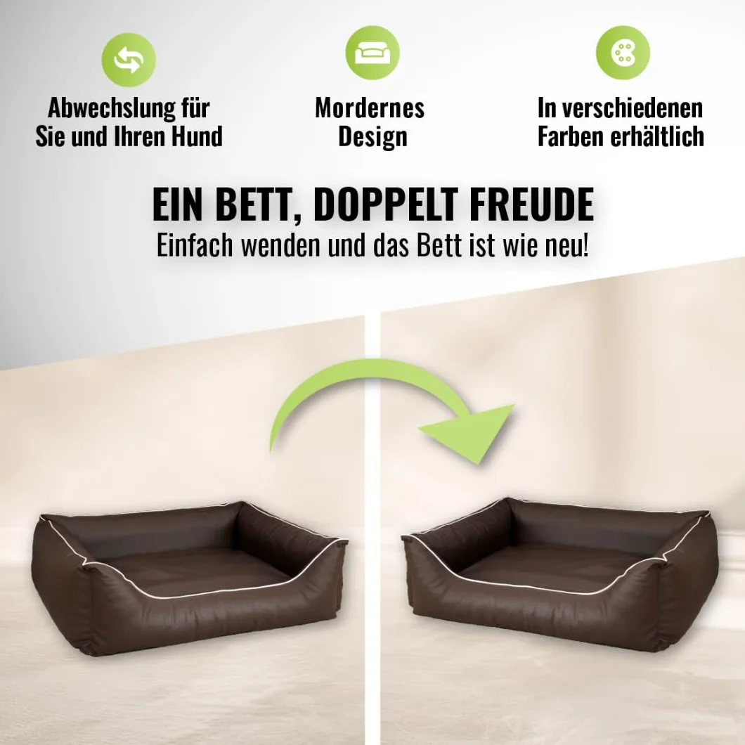 Cama para perros CopcoPet Rocco 2 en 1, impermeable y de piel sintética, con colchón de plástico para perros con espuma de copos o espuma viscoelástica ortopédica