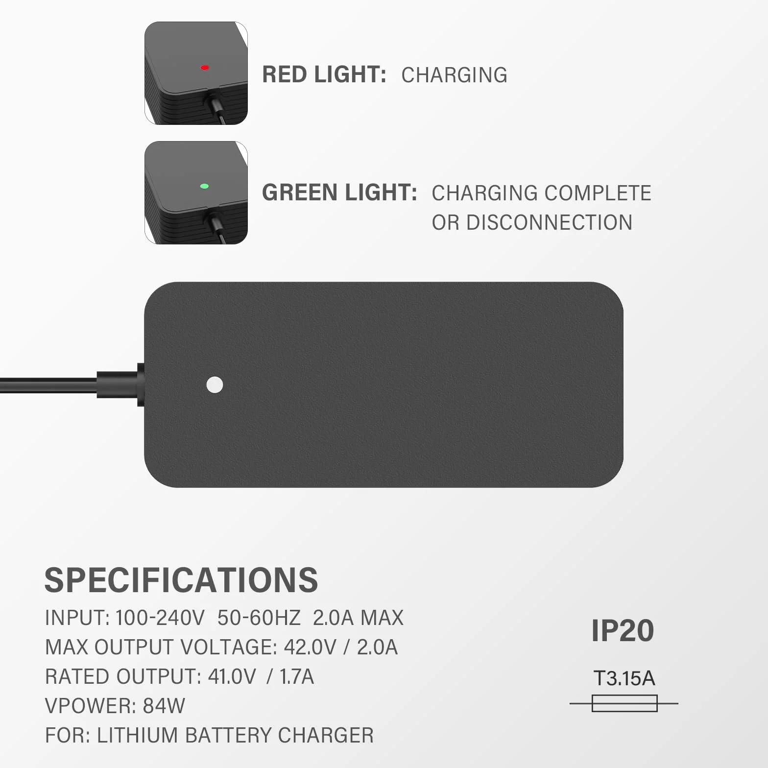 Cargador Patinete Electrico 42V 2A 84W Compatible con Xiaomi M365, M365 Pro, Pro 2, Mi 4, 4 Lite, 5 Elite, Ninebot